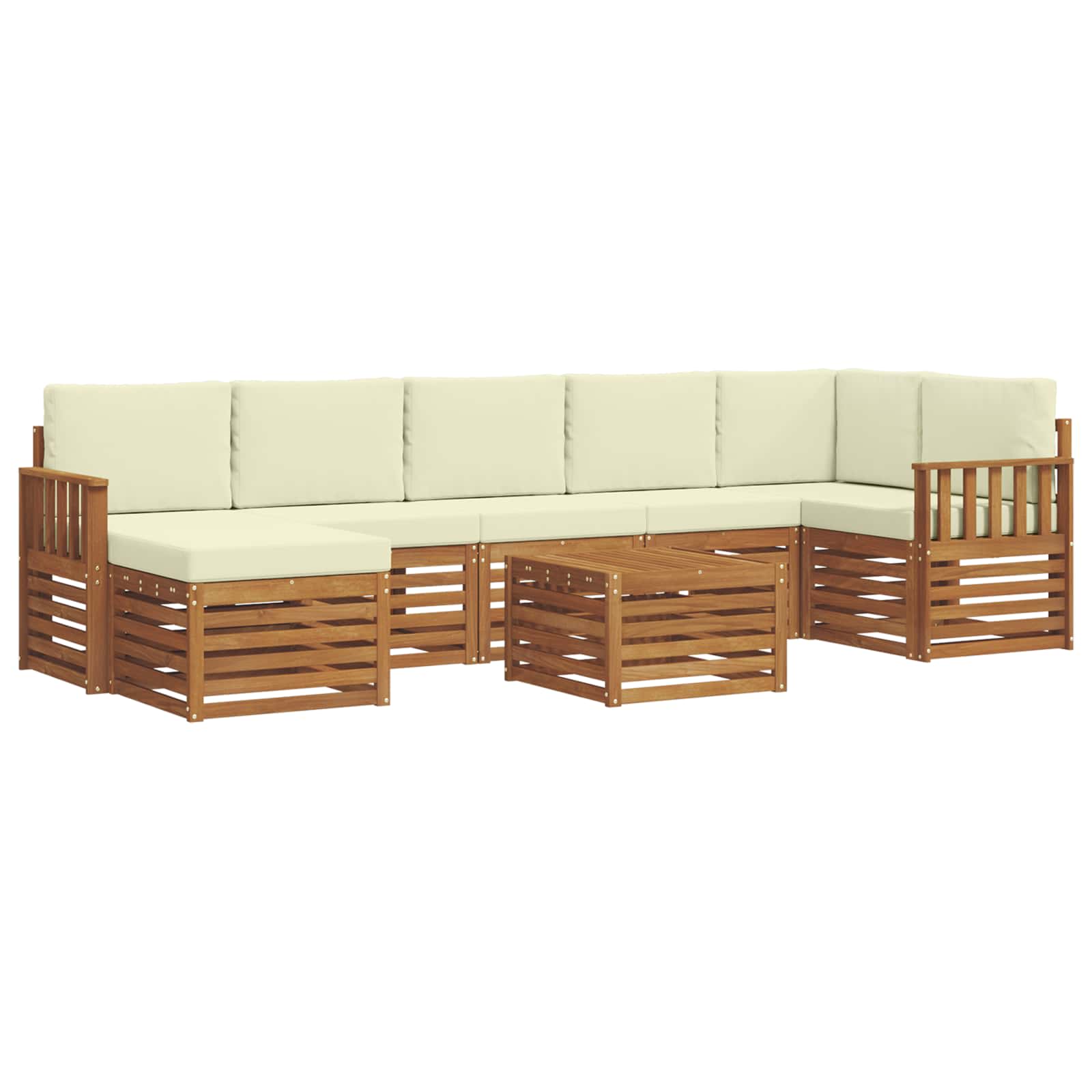 Set vanjskih sofa 8 pcs Prirodna i krem Čvrsto drvo akacije