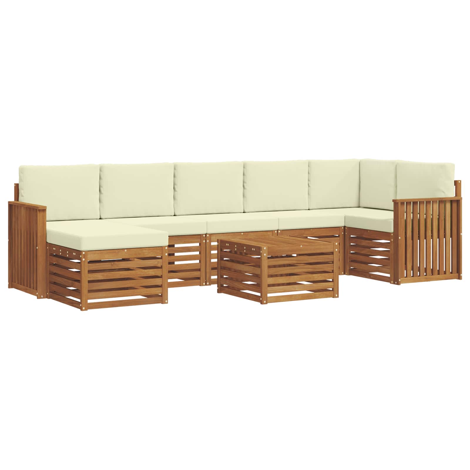 Set vanjskih sofa 8 pcs Prirodna i krem Čvrsto drvo akacije