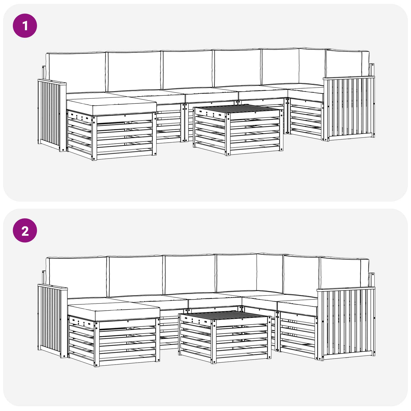 Set vanjskih sofa 8 pcs Prirodna i krem Čvrsto drvo akacije