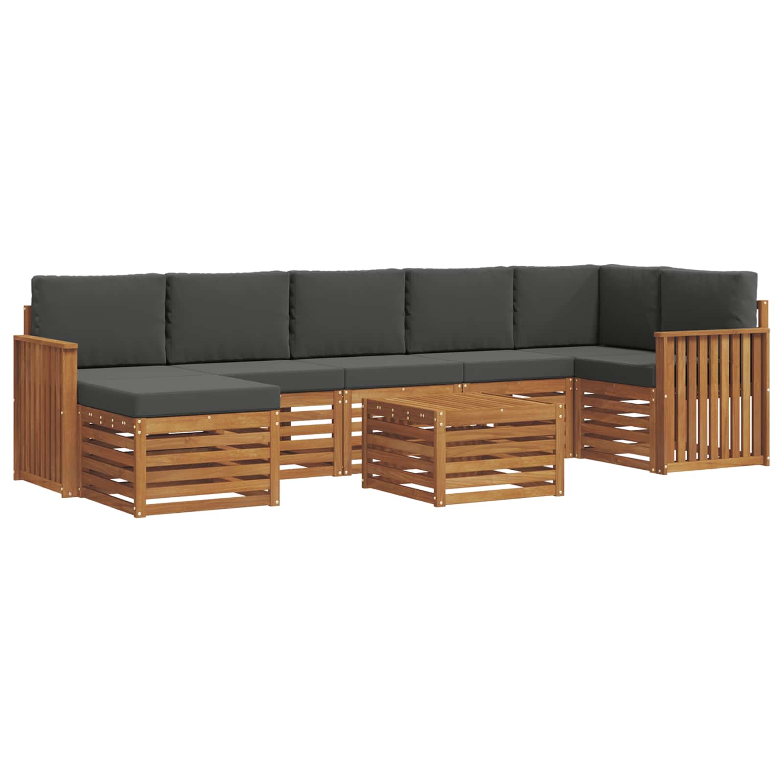 Set vanjskih sofa 8 pcs Prirodna i antracit Čvrsto drvo akacije