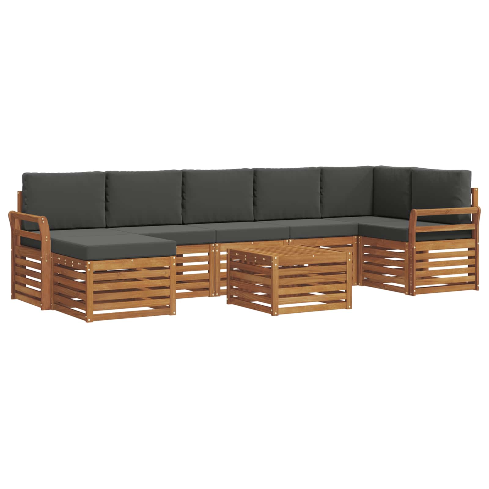 Set vanjskih sofa 8 pcs Prirodna i antracit Čvrsto drvo akacije