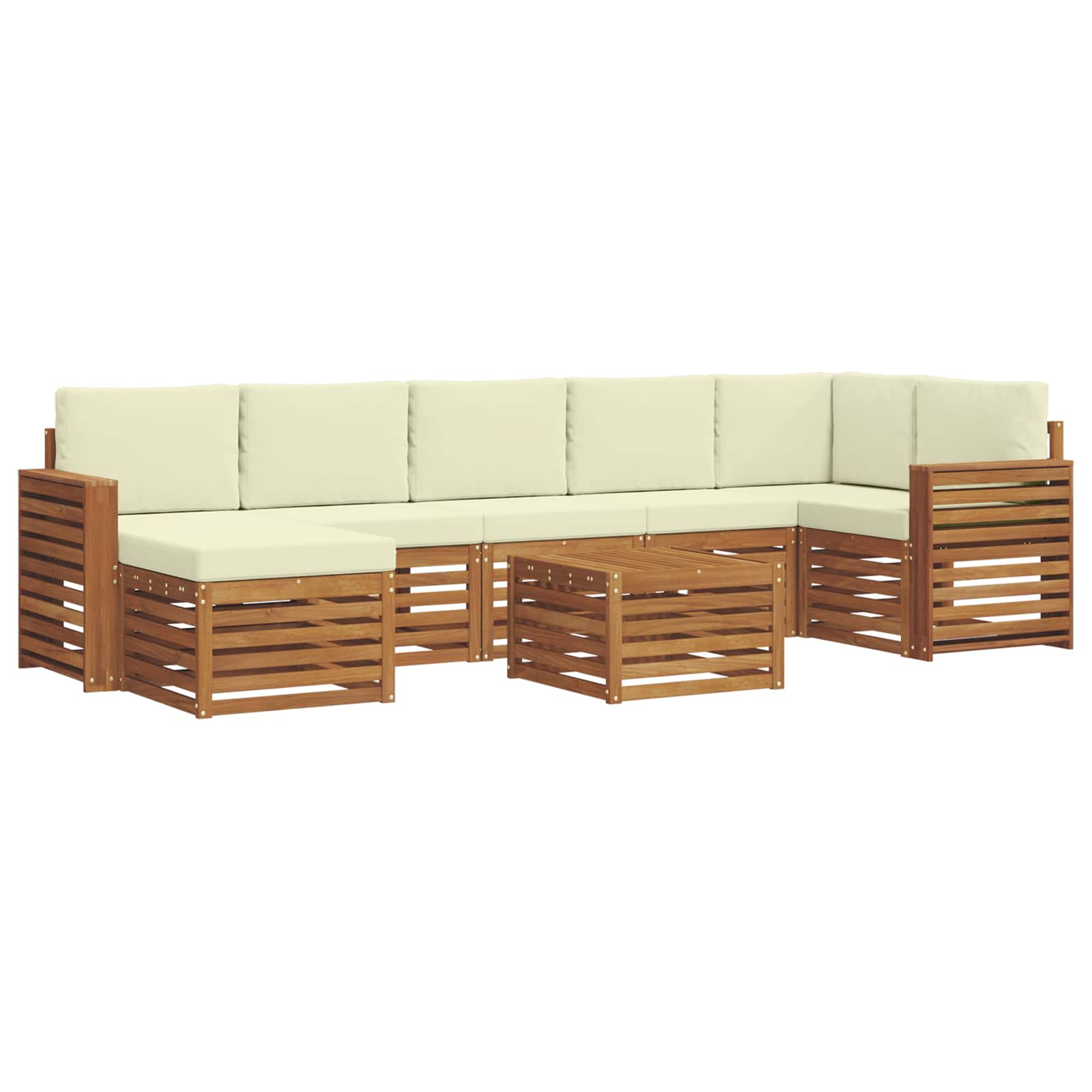 Set vanjskih sofa 8 pcs Prirodna i krem Čvrsto drvo akacije