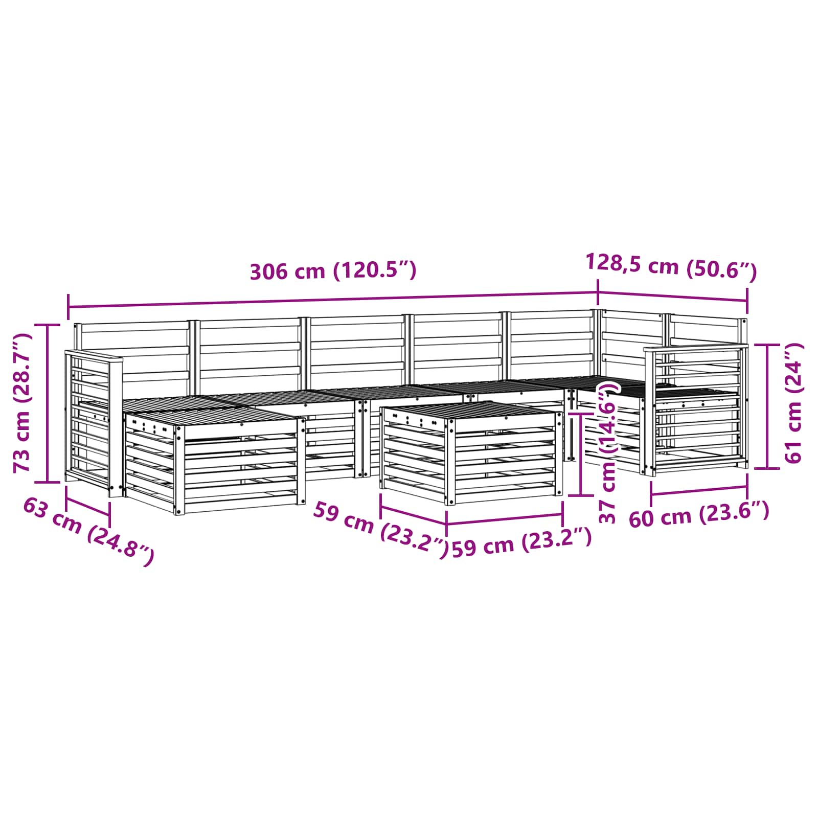 Setovi sofa 8 pcs Prirodna Čvrsto drvo akacije