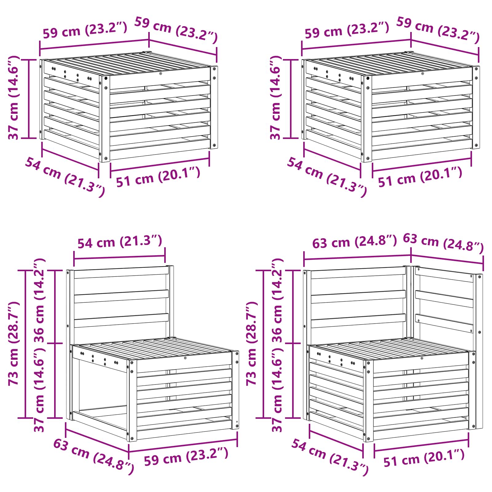 Setovi sofa 8 pcs Prirodna Čvrsto drvo akacije