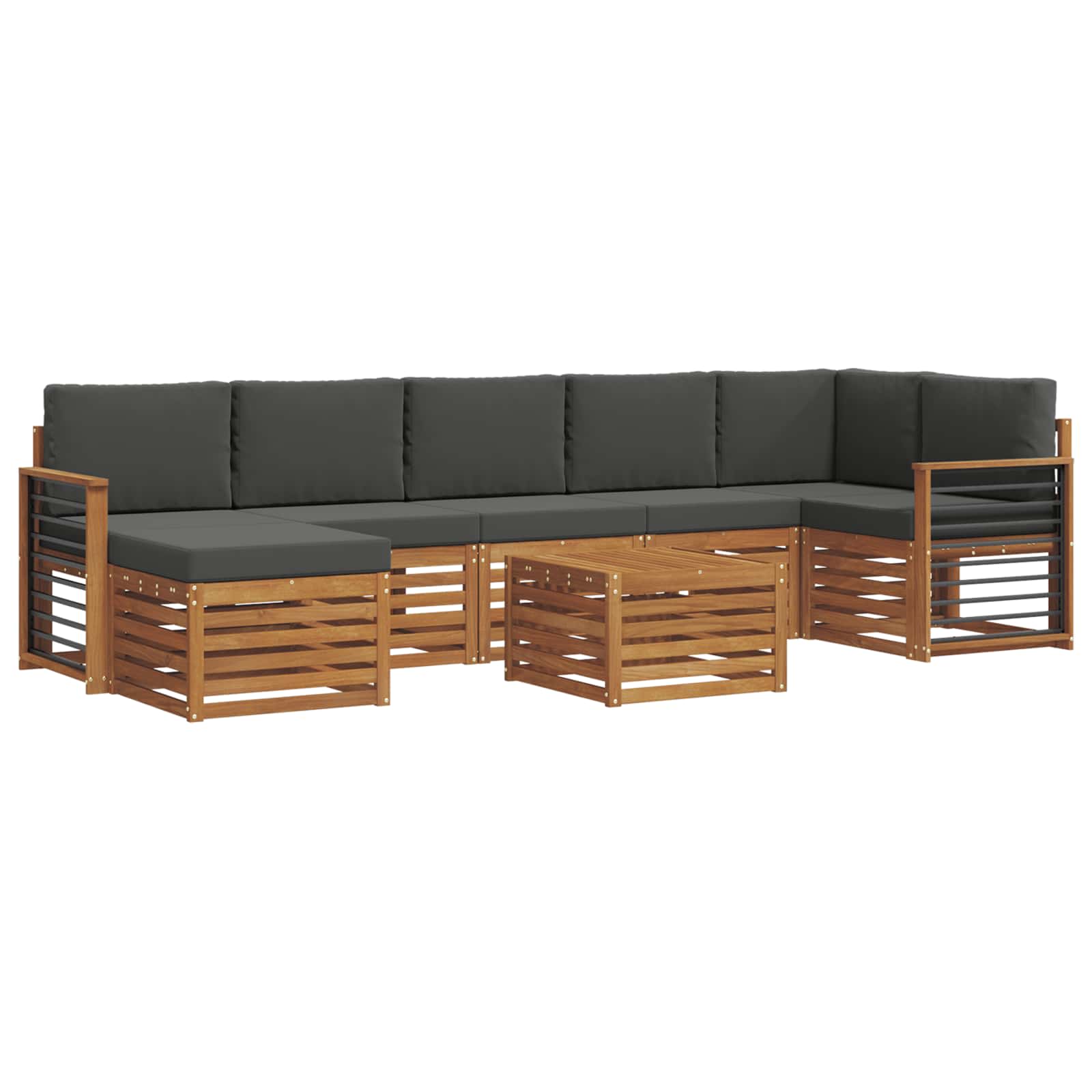 Set vanjskih sofa 8 pcs Prirodna i antracit Čvrsto drvo akacije
