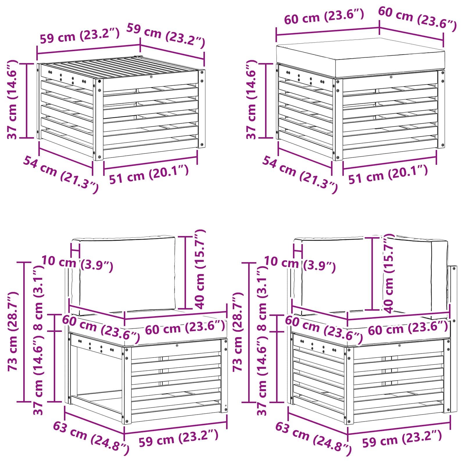 Set vanjskih sofa 8 pcs Prirodna i bež Čvrsto drvo akacije