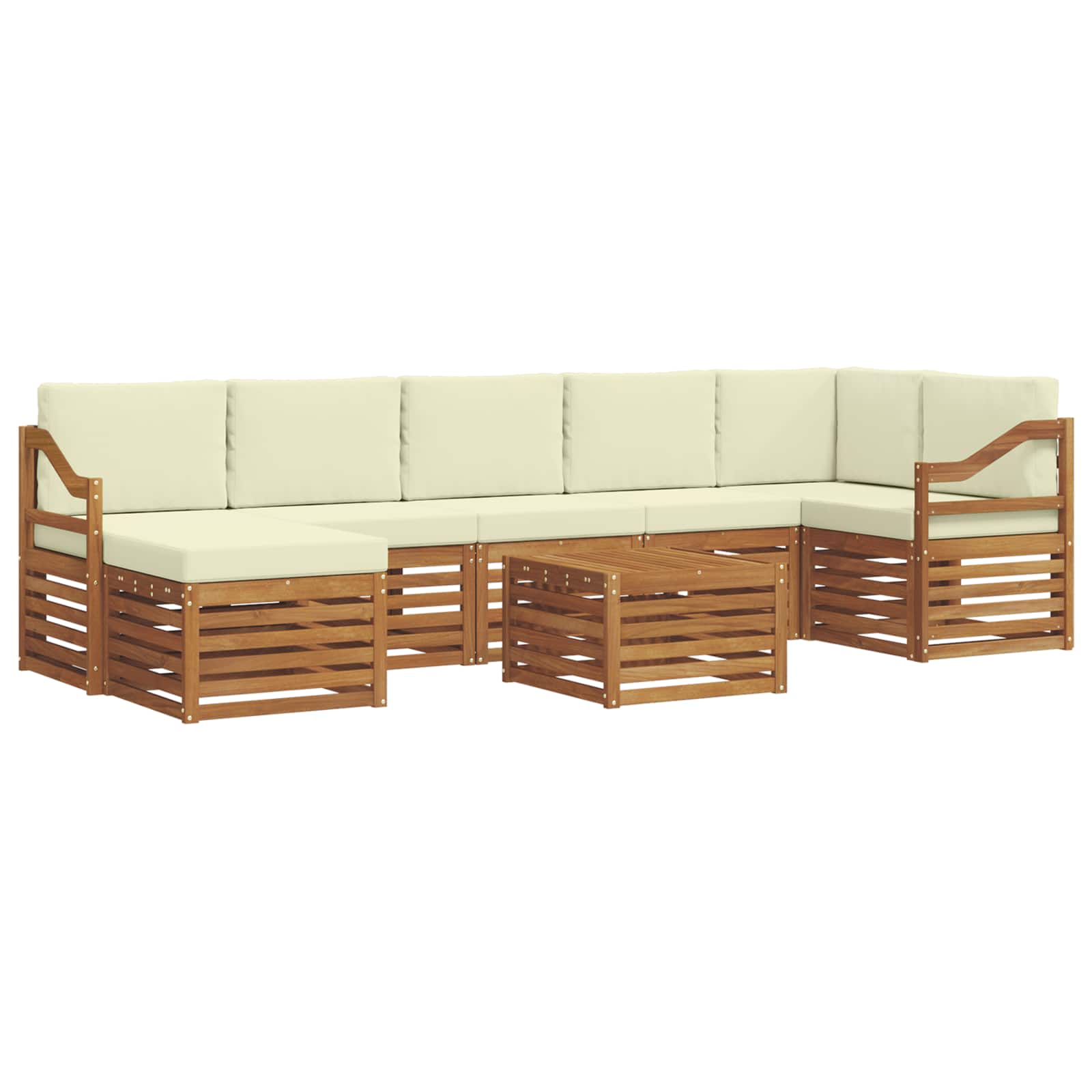 Set vanjskih sofa 8 pcs Prirodna i krem Čvrsto drvo akacije
