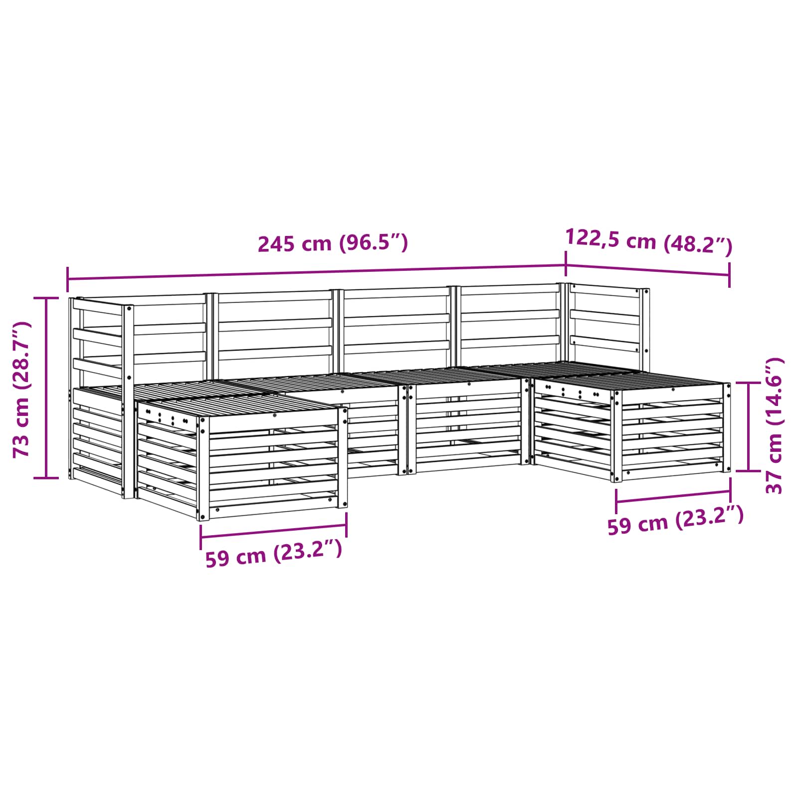 Setovi sofa 6 pcs Prirodna Čvrsto drvo akacije