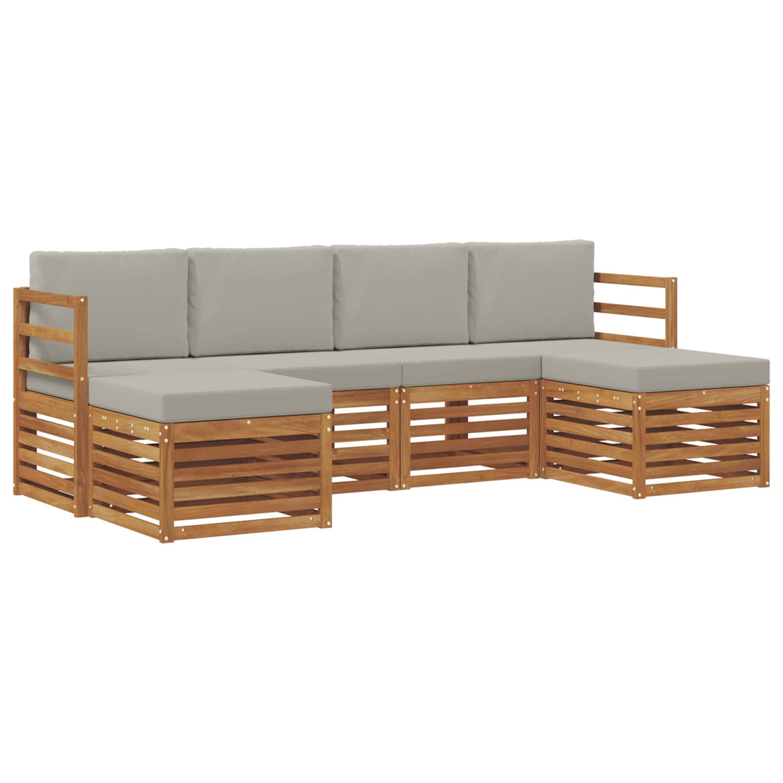 Setovi sofa 6 pcs Prirodna i svijetlo siva Čvrsto drvo akacije