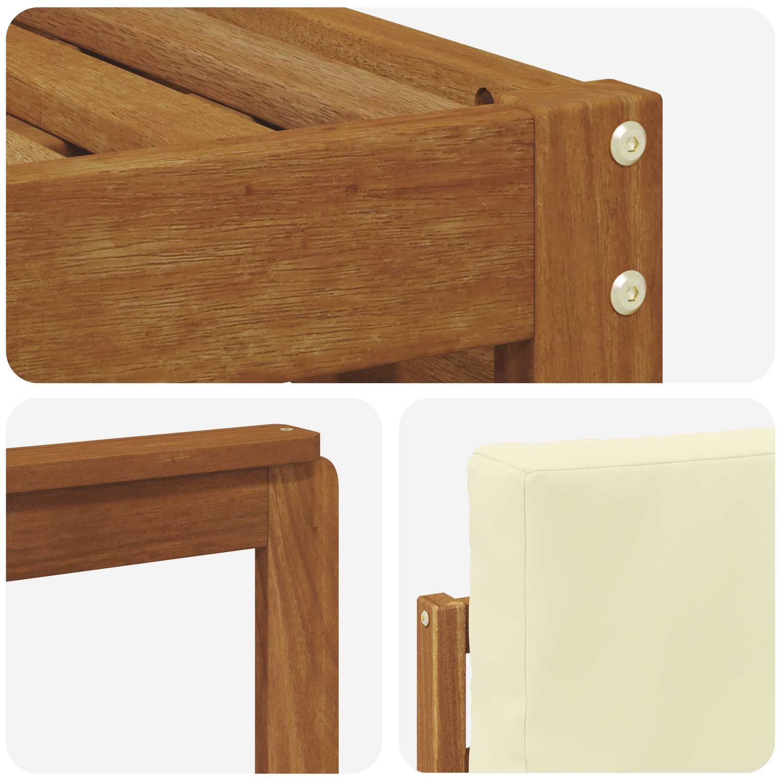 Setovi sofa 6 pcs Prirodna i krem Čvrsto drvo akacije