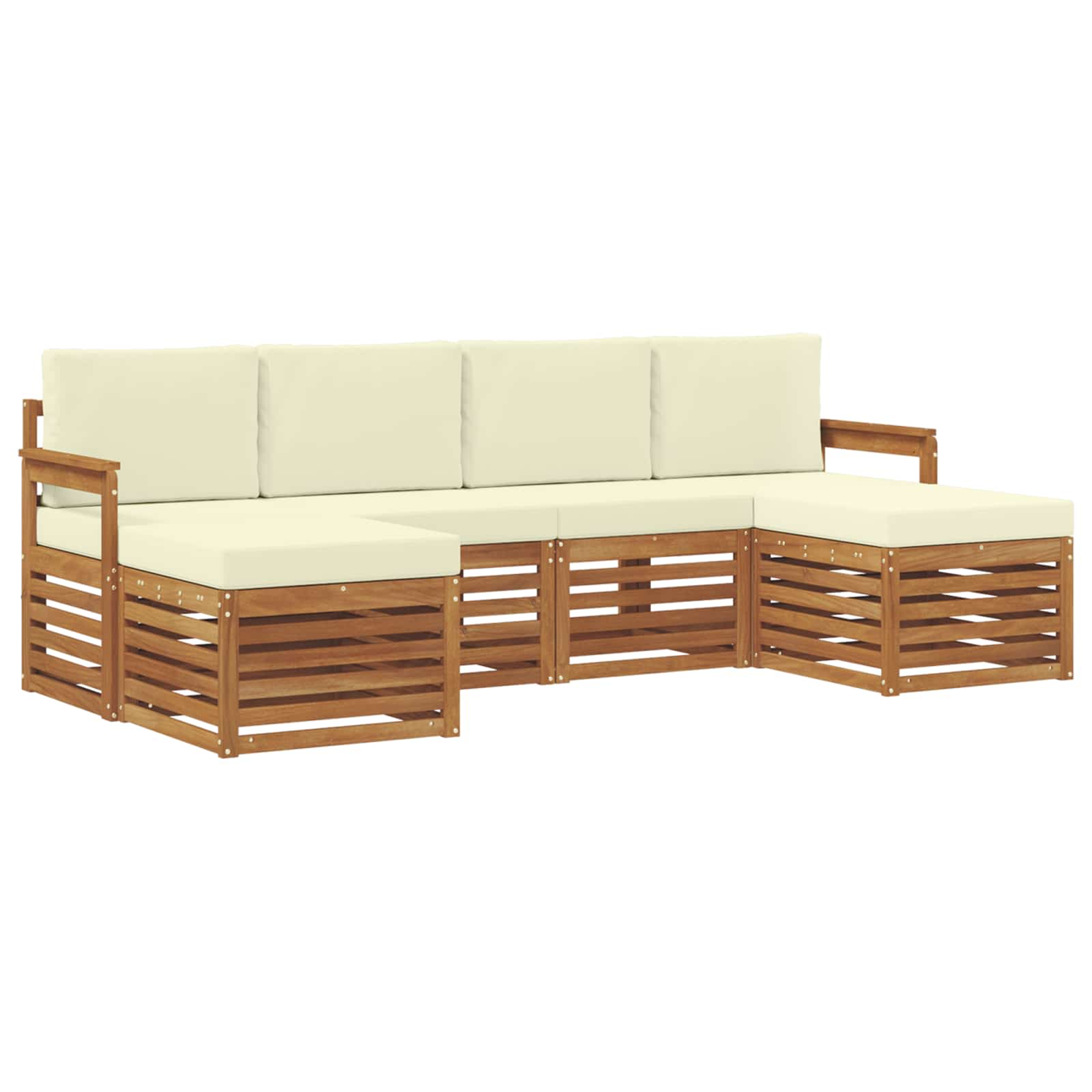 Setovi sofa 6 pcs Prirodna i krem Čvrsto drvo akacije