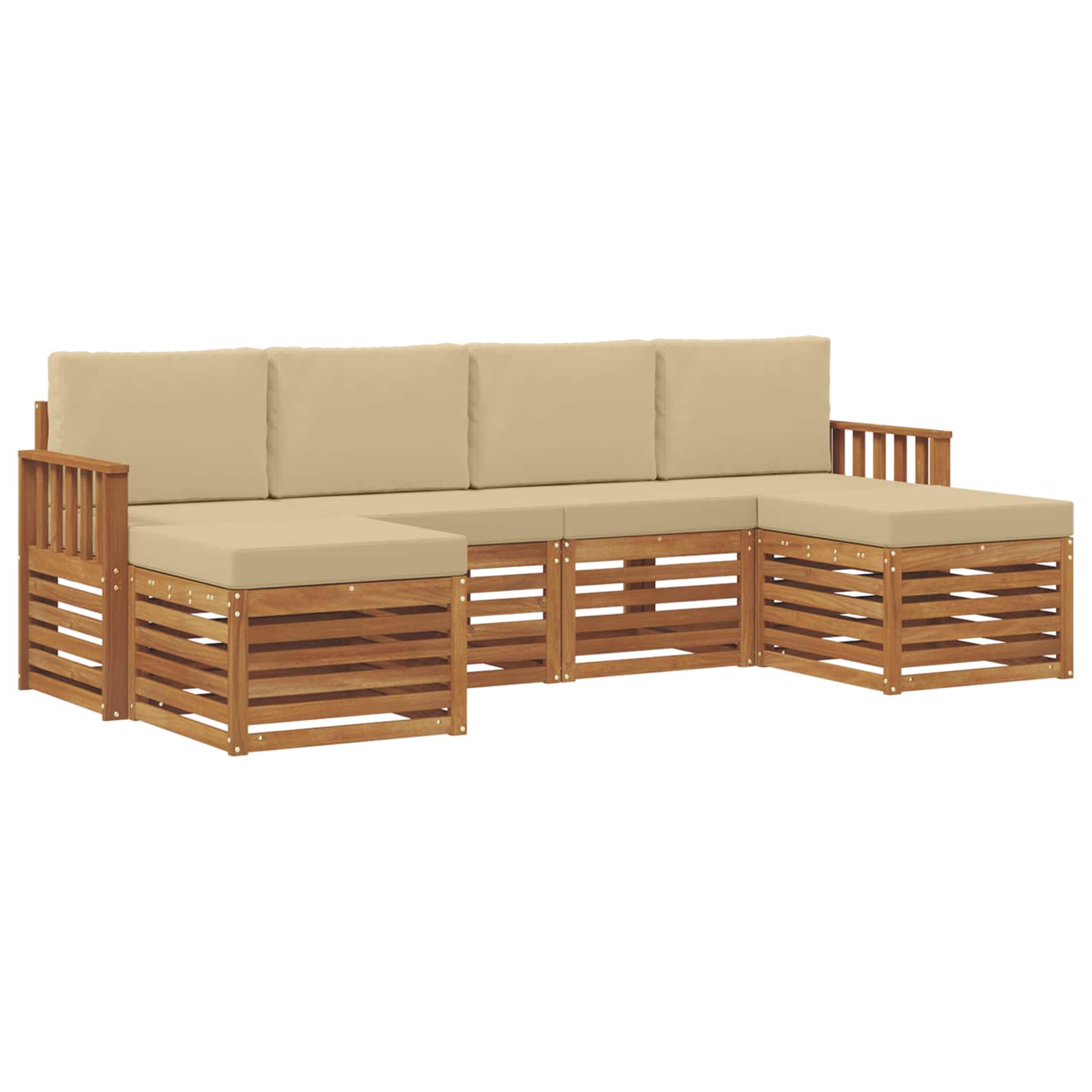 Setovi sofa s jastukom 6 pcs Prirodna i bež Čvrsto drvo akacije