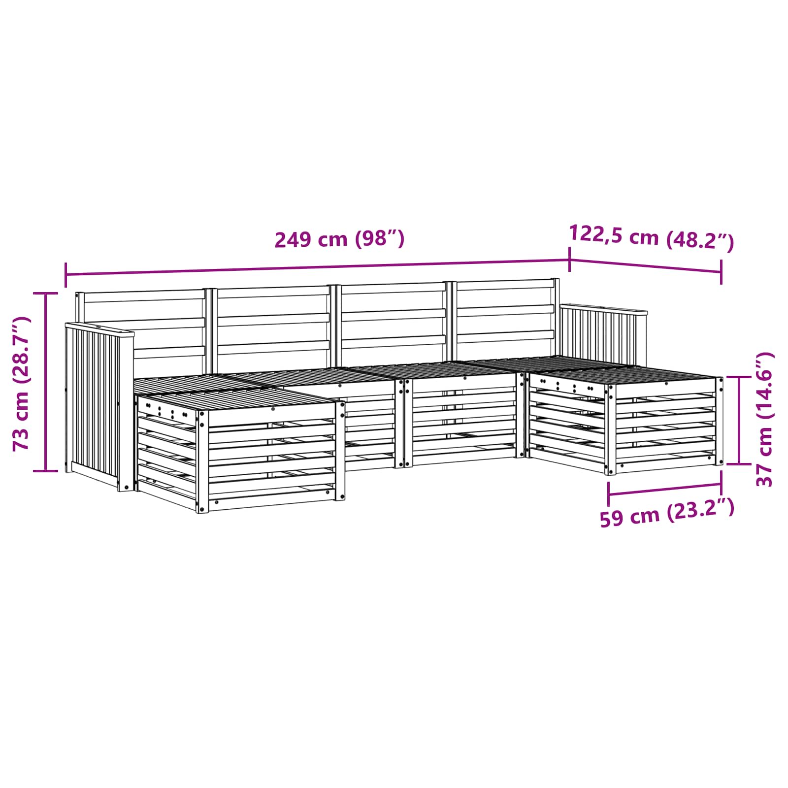 Setovi sofa 6 pcs Prirodna Čvrsto drvo akacije