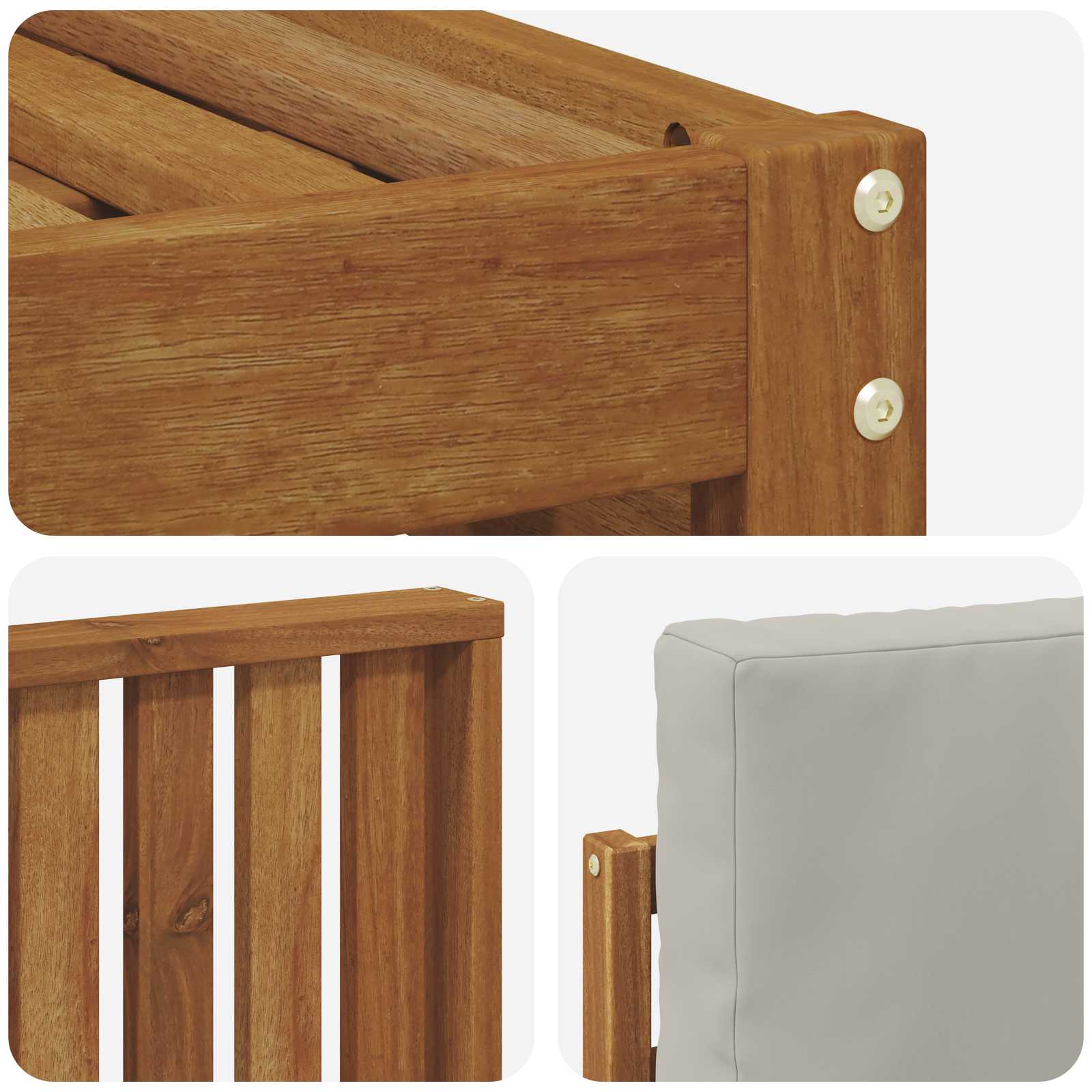Setovi sofa 6 pcs Prirodna i svijetlo siva Čvrsto drvo akacije