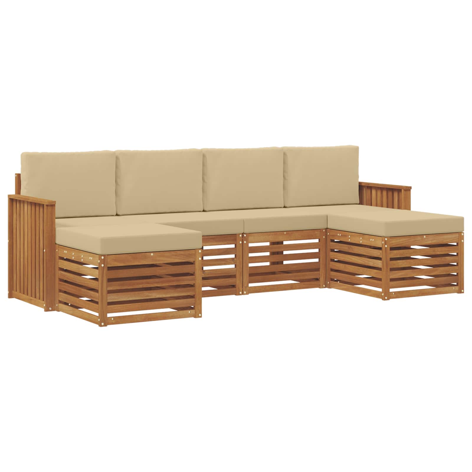 Setovi sofa s jastukom 6 pcs Prirodna i bež Čvrsto drvo akacije