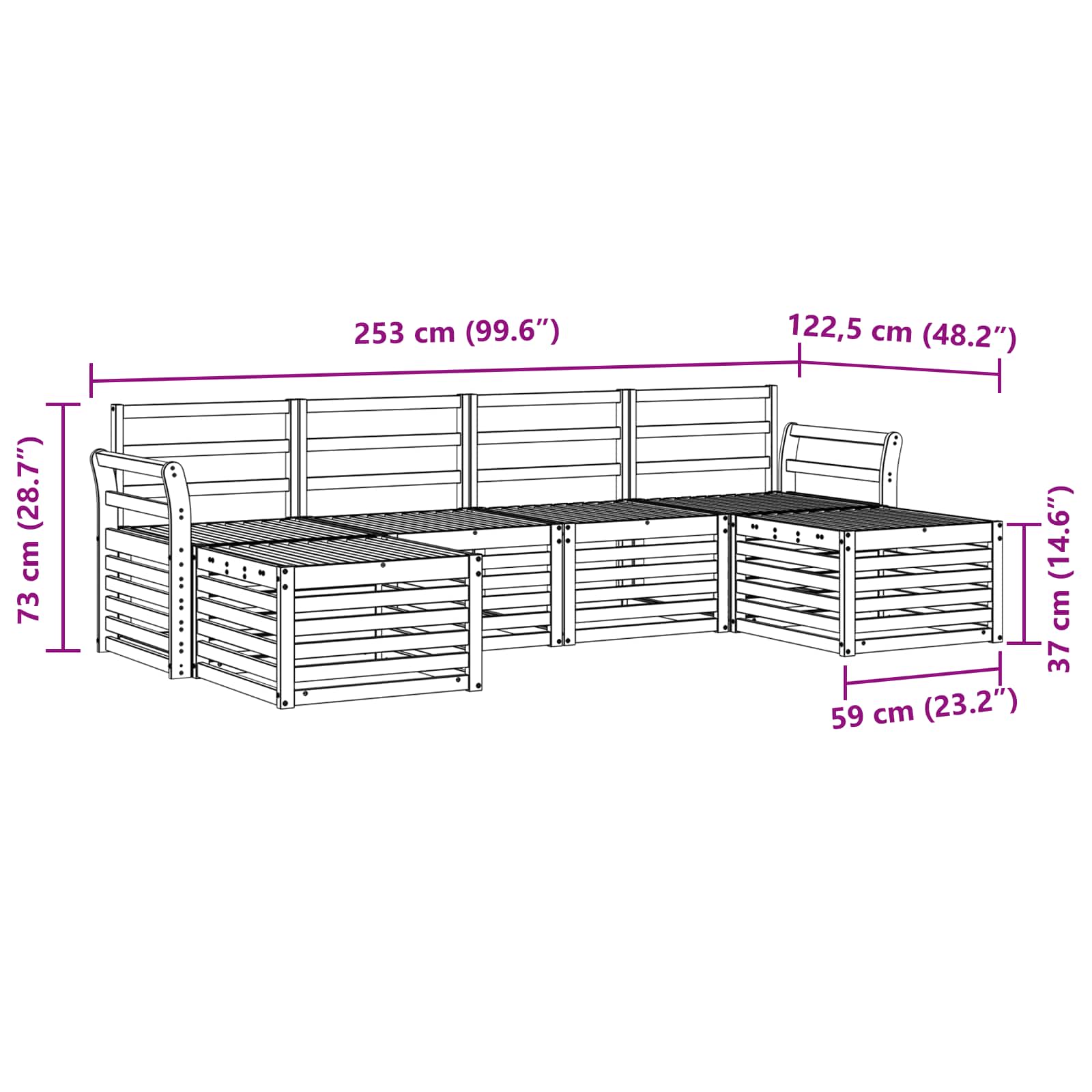 Setovi sofa 6 pcs Prirodna Čvrsto drvo akacije