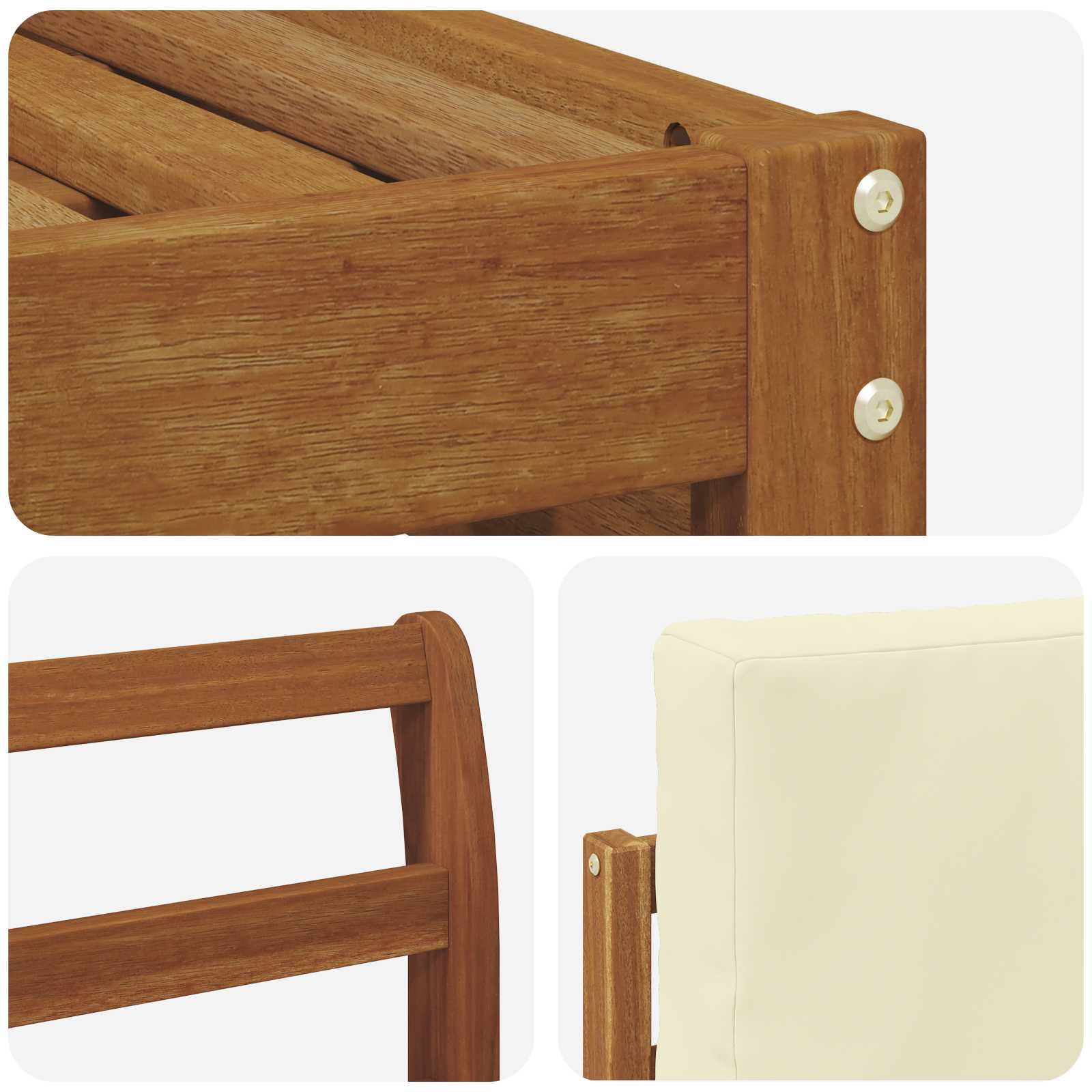 Setovi sofa 6 pcs Prirodna i krem Čvrsto drvo akacije