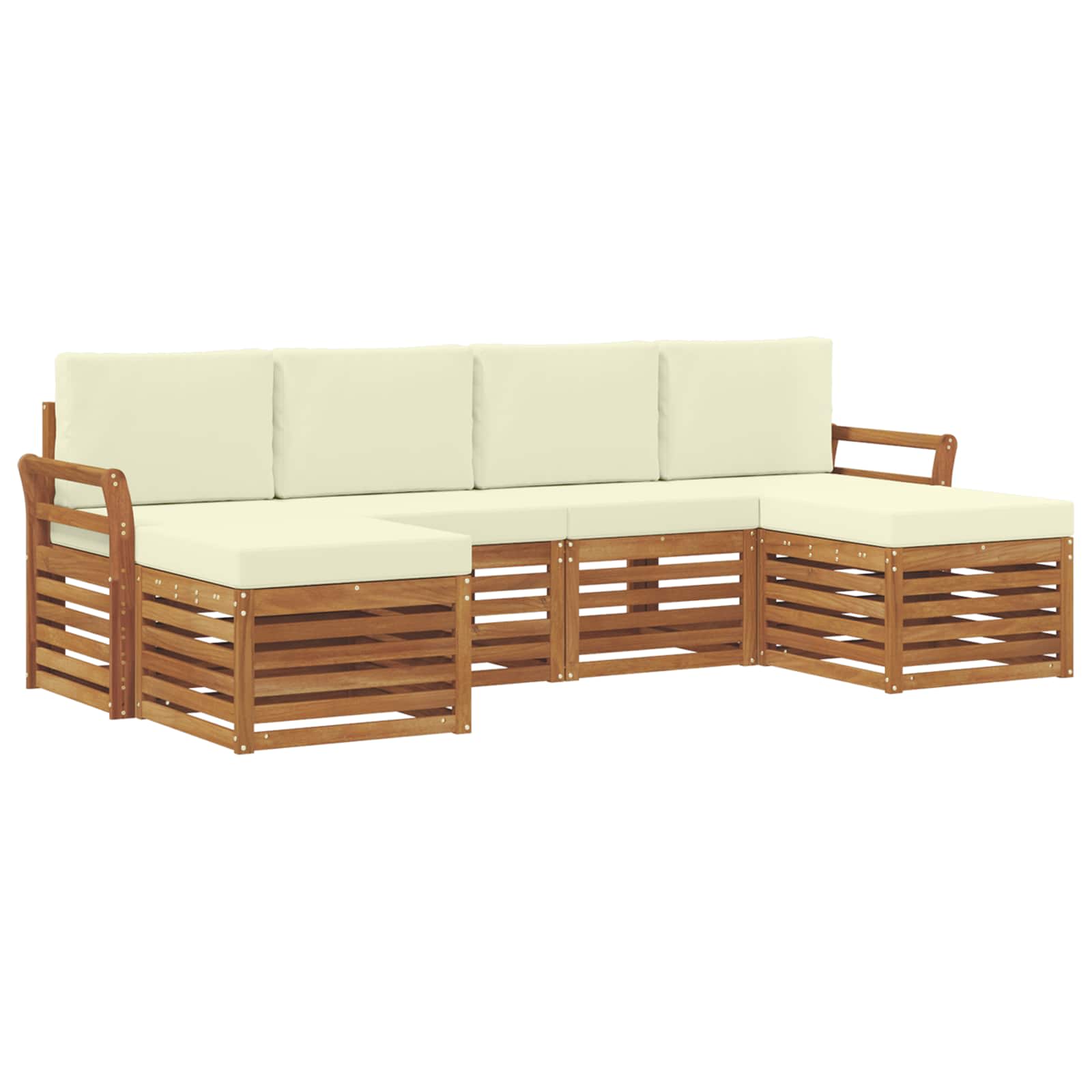 Setovi sofa 6 pcs Prirodna i krem Čvrsto drvo akacije