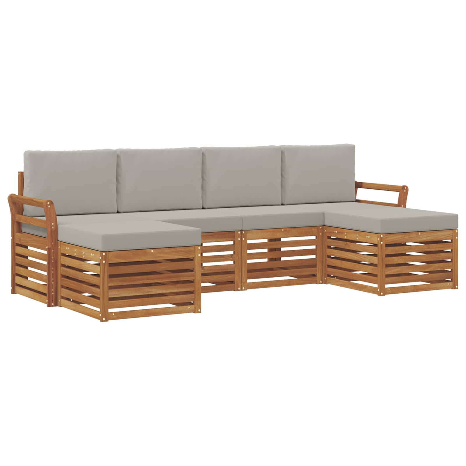 Setovi sofa 6 pcs Prirodna i svijetlo siva Čvrsto drvo akacije