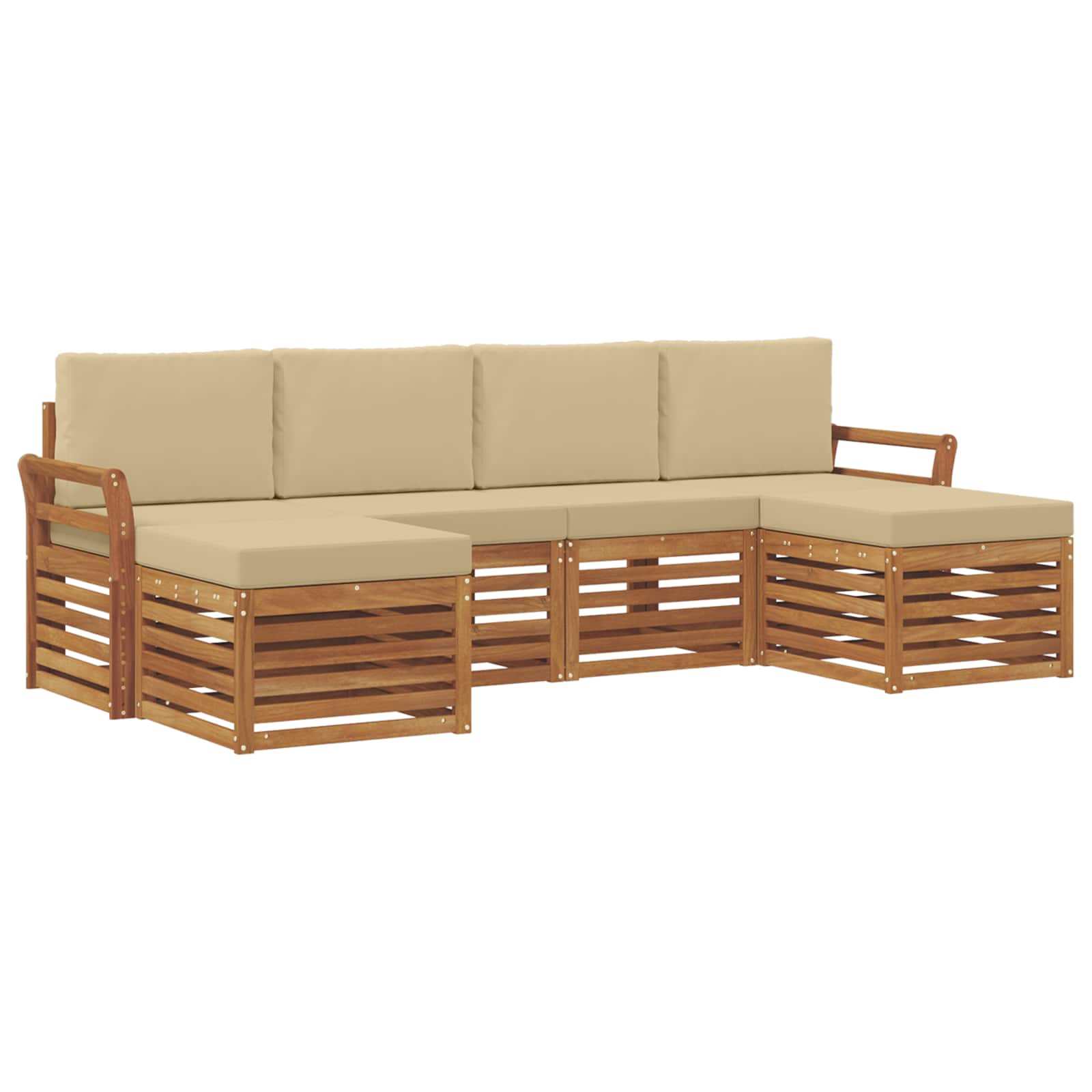 Setovi sofa s jastukom 6 pcs Prirodna i bež Čvrsto drvo akacije
