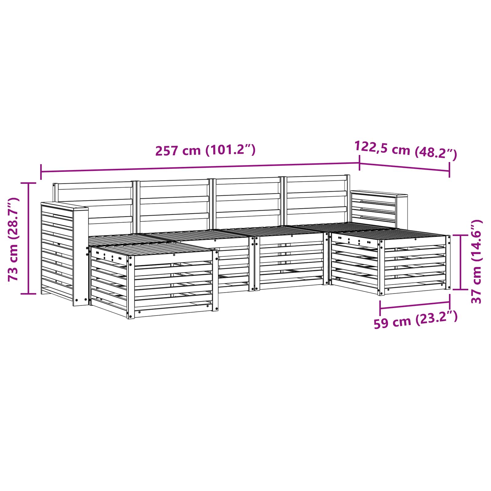 Setovi sofa 6 pcs Prirodna Čvrsto drvo akacije