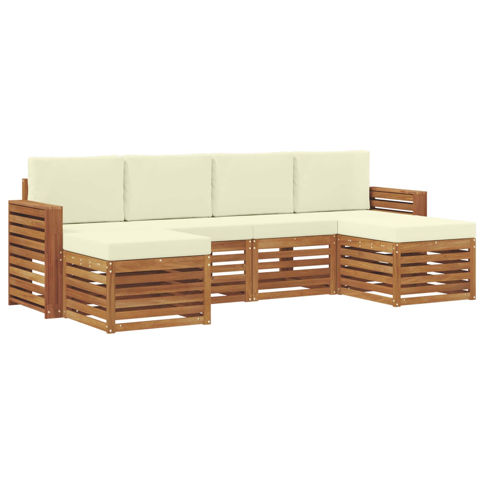 Setovi sofa 6 pcs Prirodna i krem Čvrsto drvo akacije