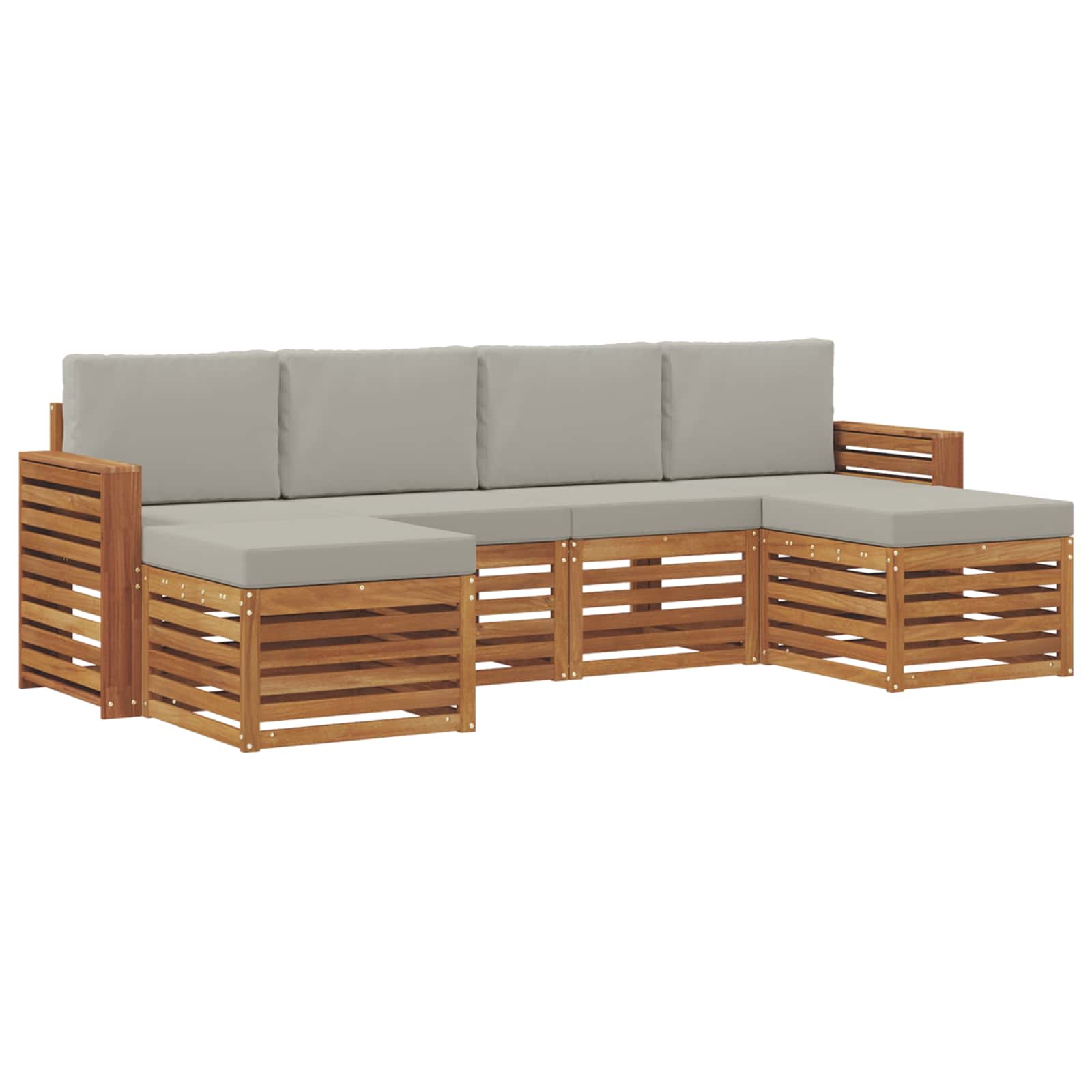 Setovi sofa 6 pcs Prirodna i svijetlo siva Čvrsto drvo akacije