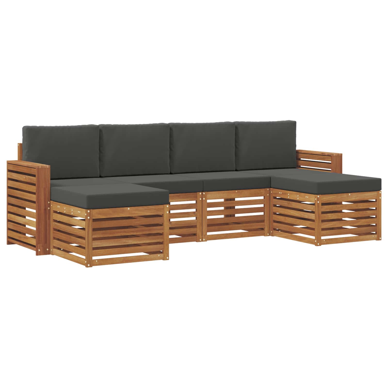 Setovi sofa 6 pcs Prirodna i antracit Čvrsto drvo akacije