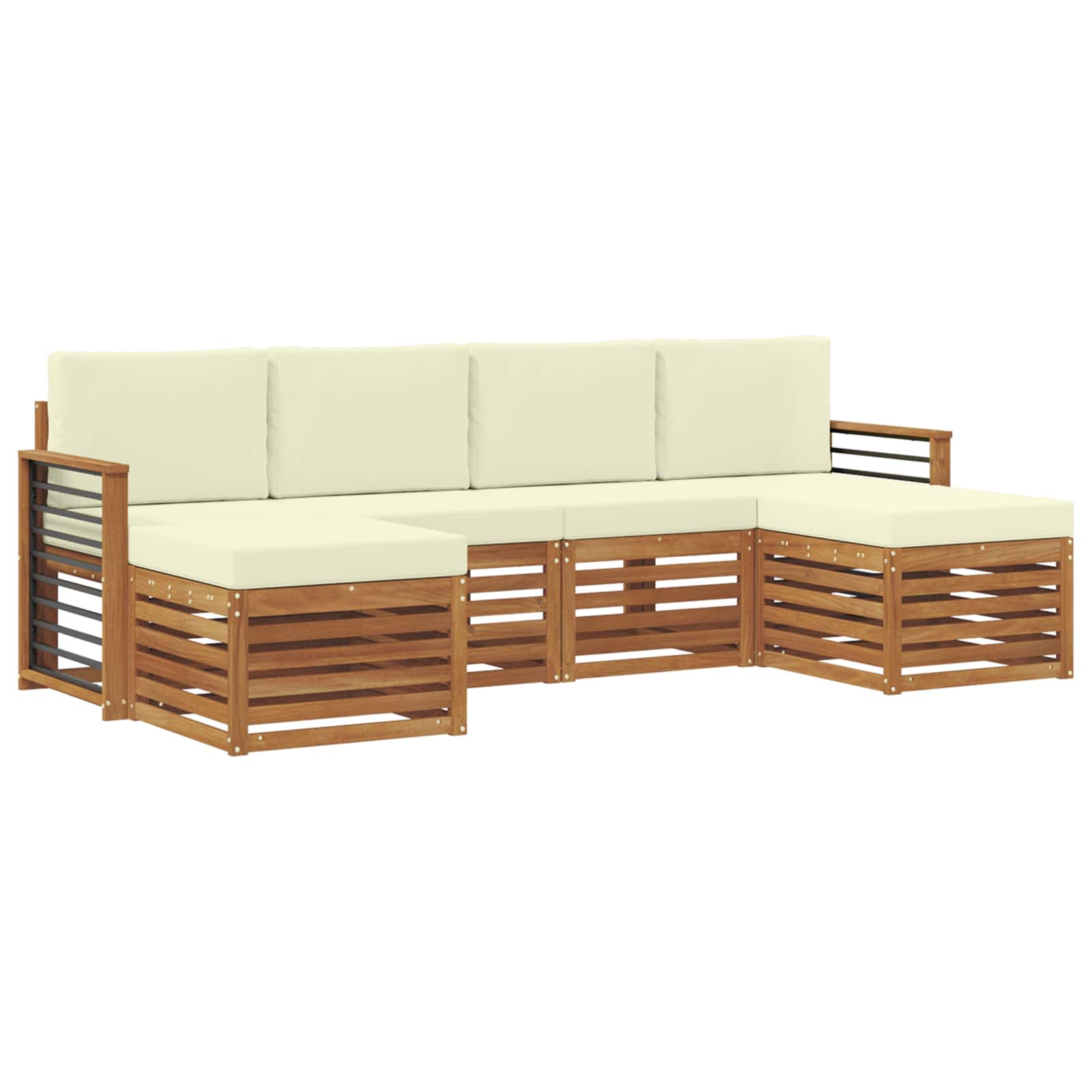 Setovi sofa 6 pcs Prirodna i krem Čvrsto drvo akacije