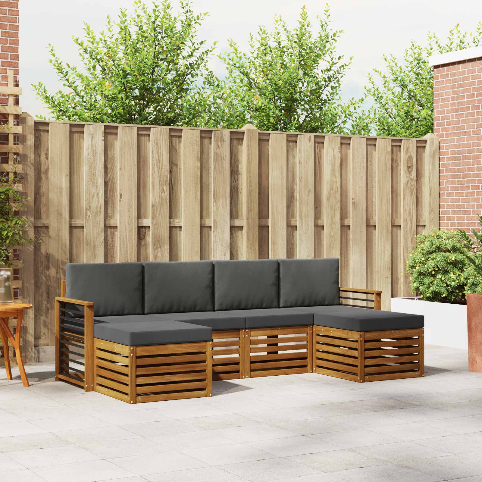 Setovi sofa 6 pcs Prirodna i antracit Čvrsto drvo akacije