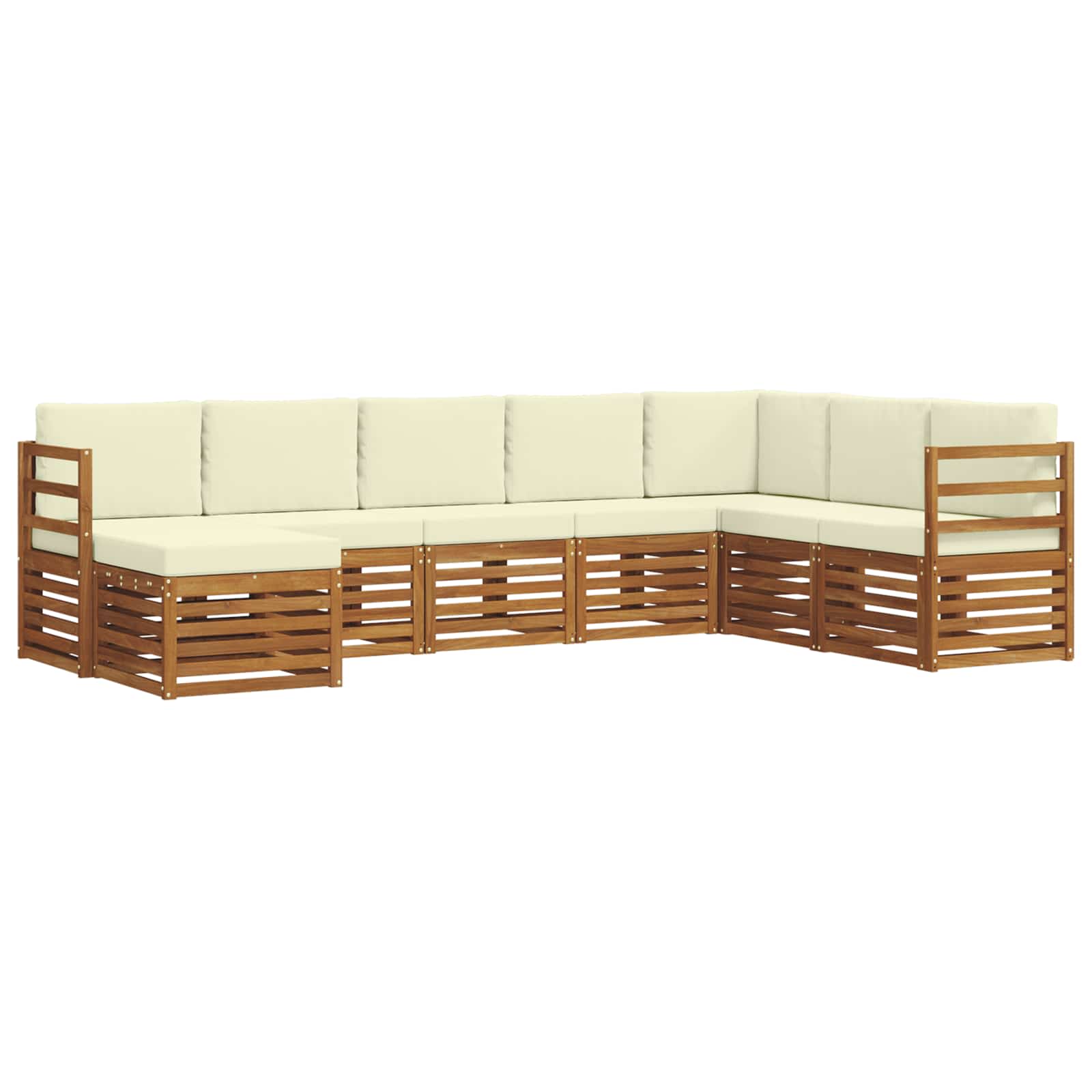 Set vanjskih sofa 8 pcs Prirodna i krem Čvrsto drvo akacije