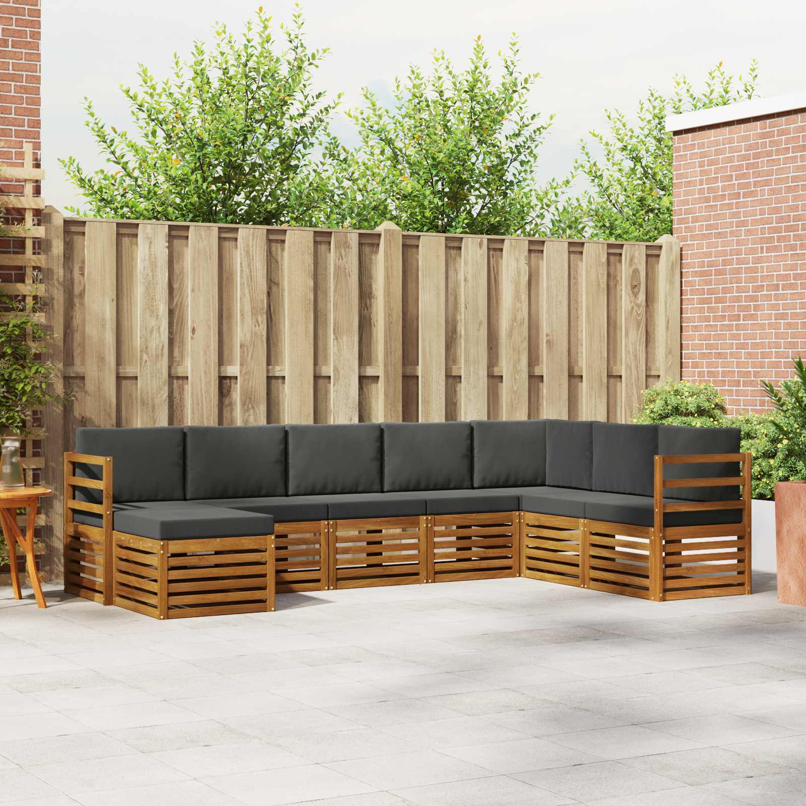 Set vanjskih sofa 8 pcs Prirodna i antracit Čvrsto drvo akacije