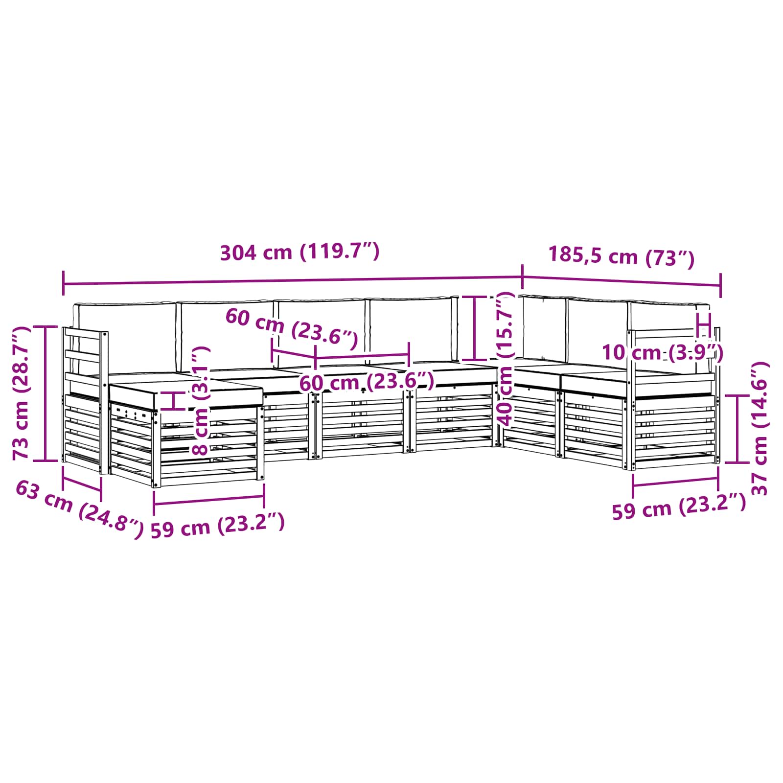 Set vanjskih sofa 8 pcs Prirodna i bež Čvrsto drvo akacije