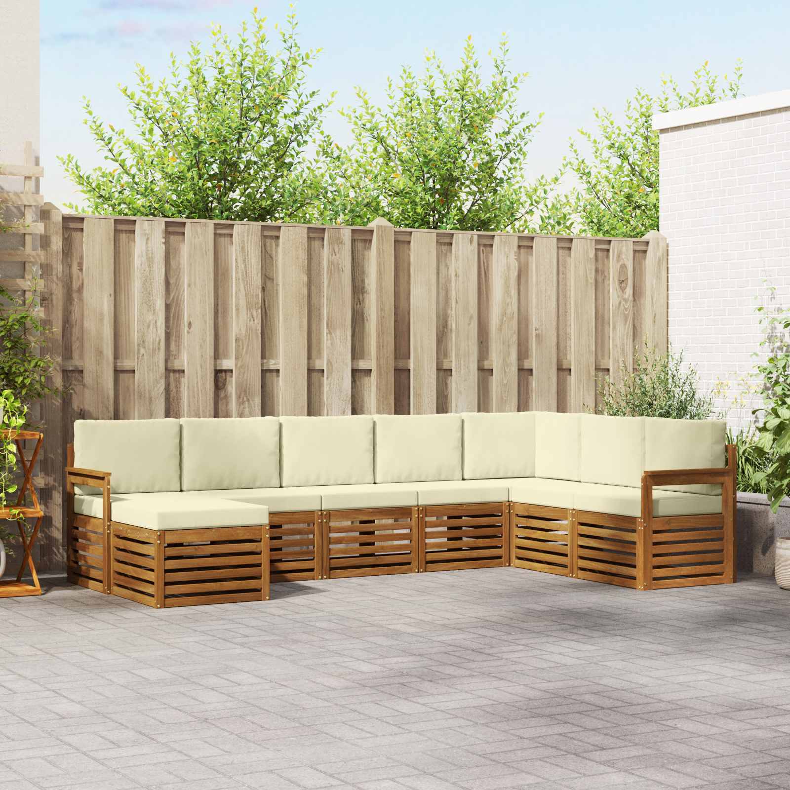 Set vanjskih sofa 8 pcs Prirodna i krem Čvrsto drvo akacije
