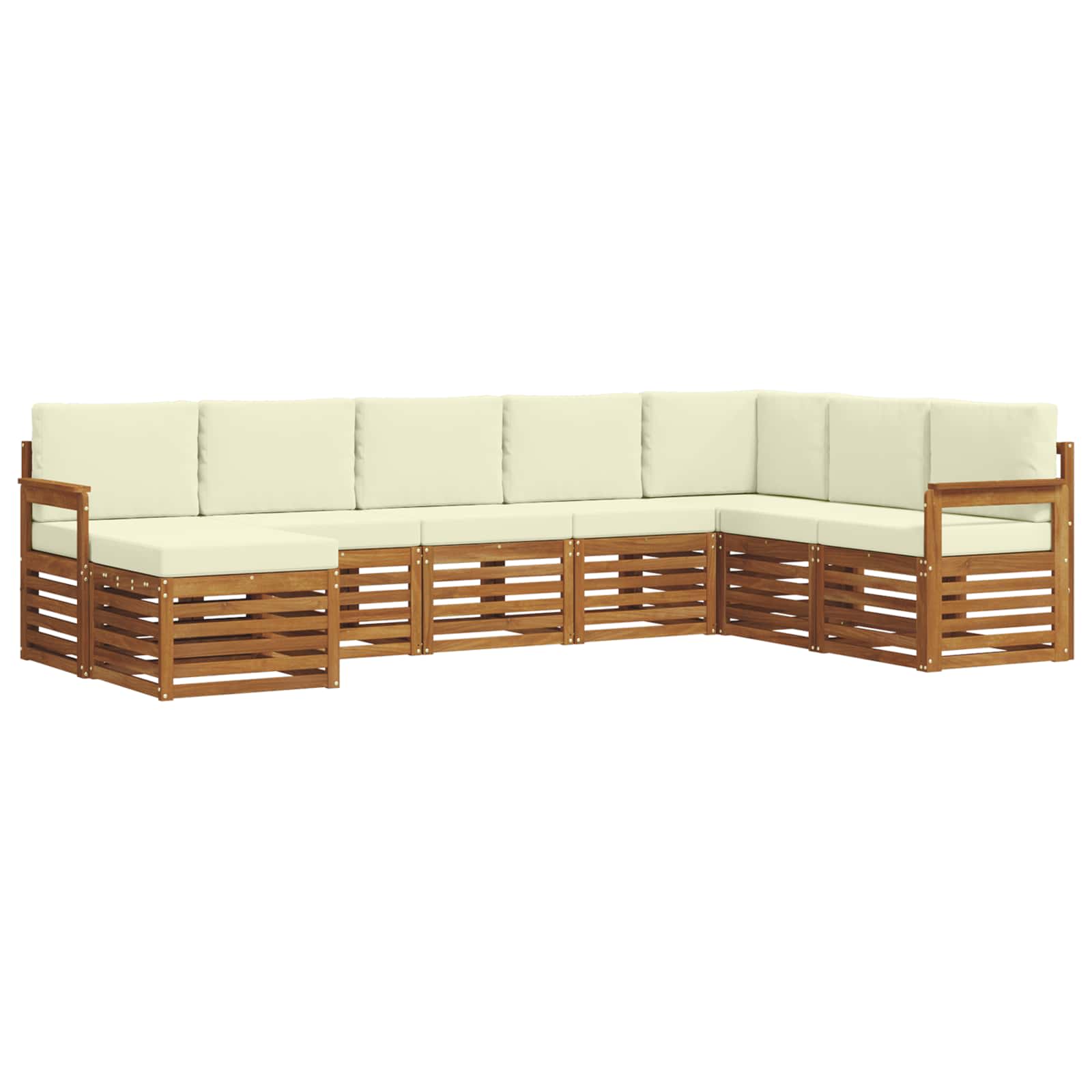 Set vanjskih sofa 8 pcs Prirodna i krem Čvrsto drvo akacije
