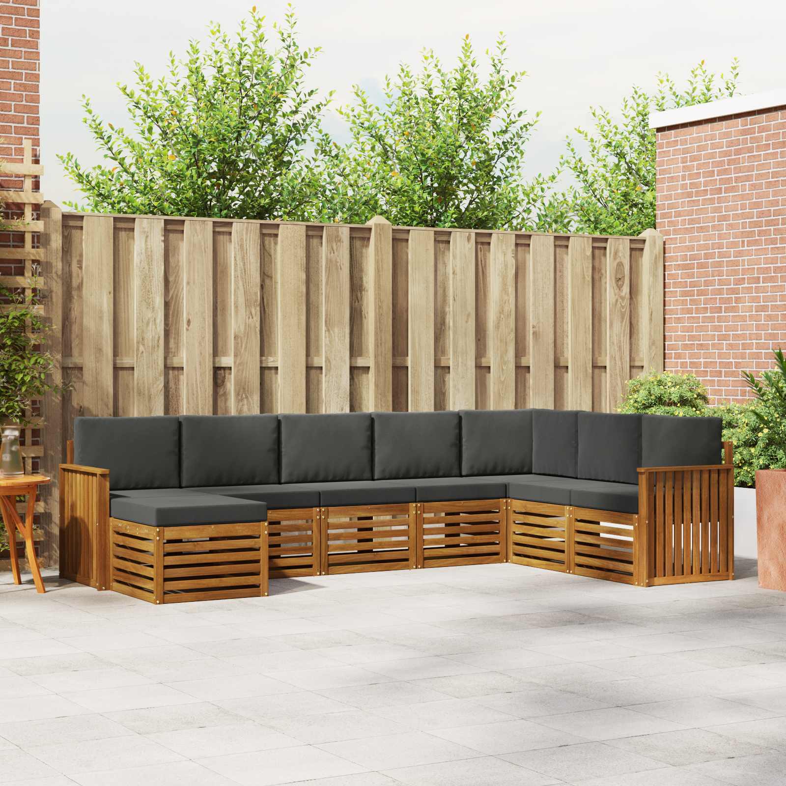 Set vanjskih sofa 8 pcs Prirodna i antracit Čvrsto drvo akacije