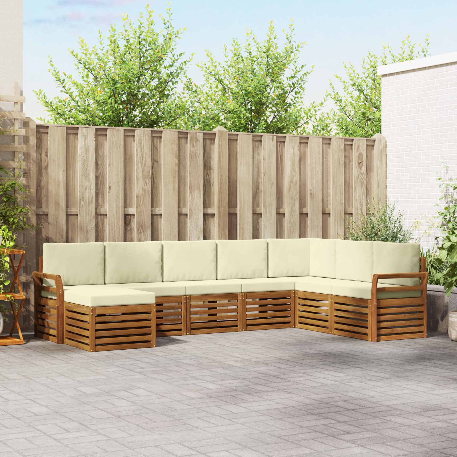 Set vanjskih sofa 8 pcs Prirodna i krem Čvrsto drvo akacije