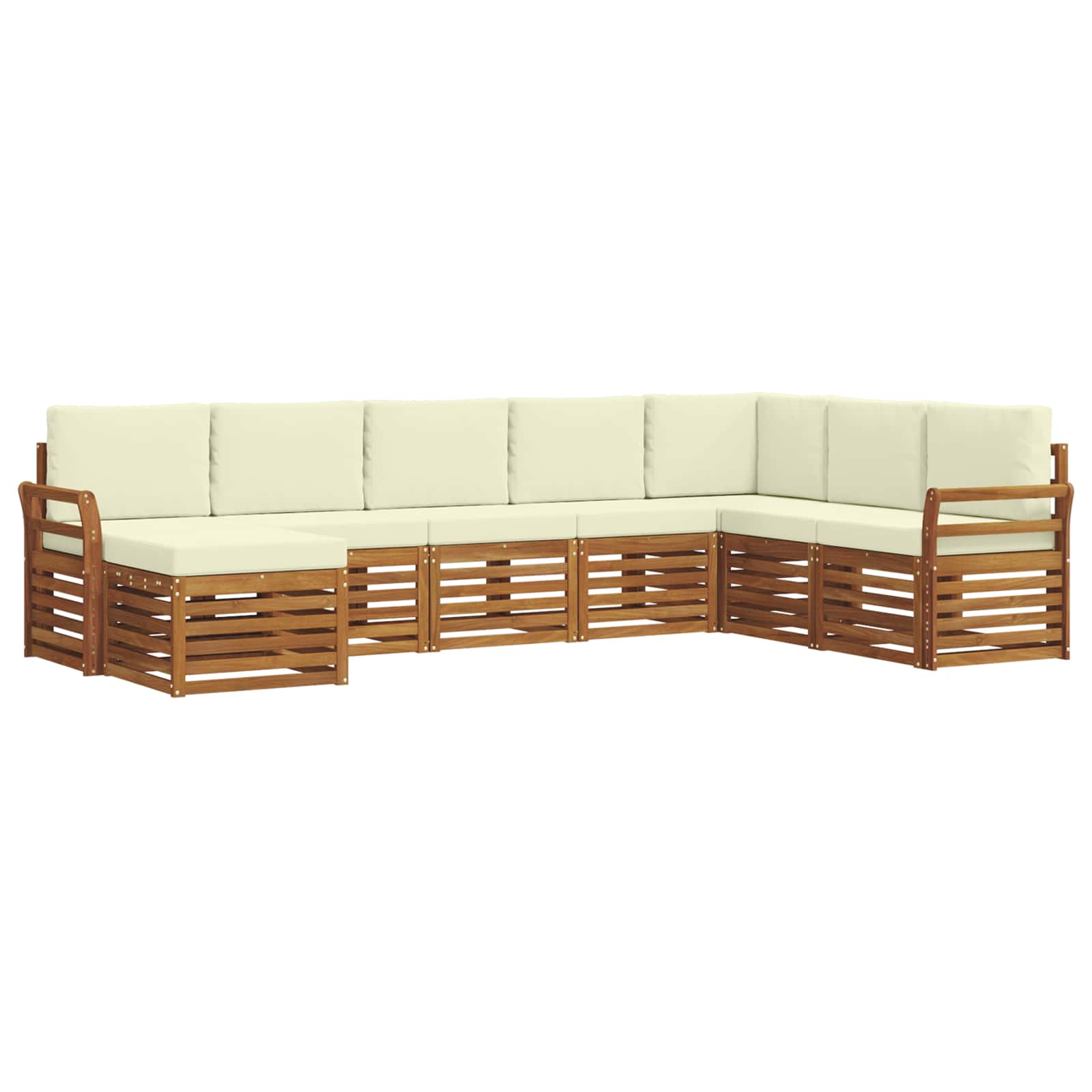Set vanjskih sofa 8 pcs Prirodna i krem Čvrsto drvo akacije