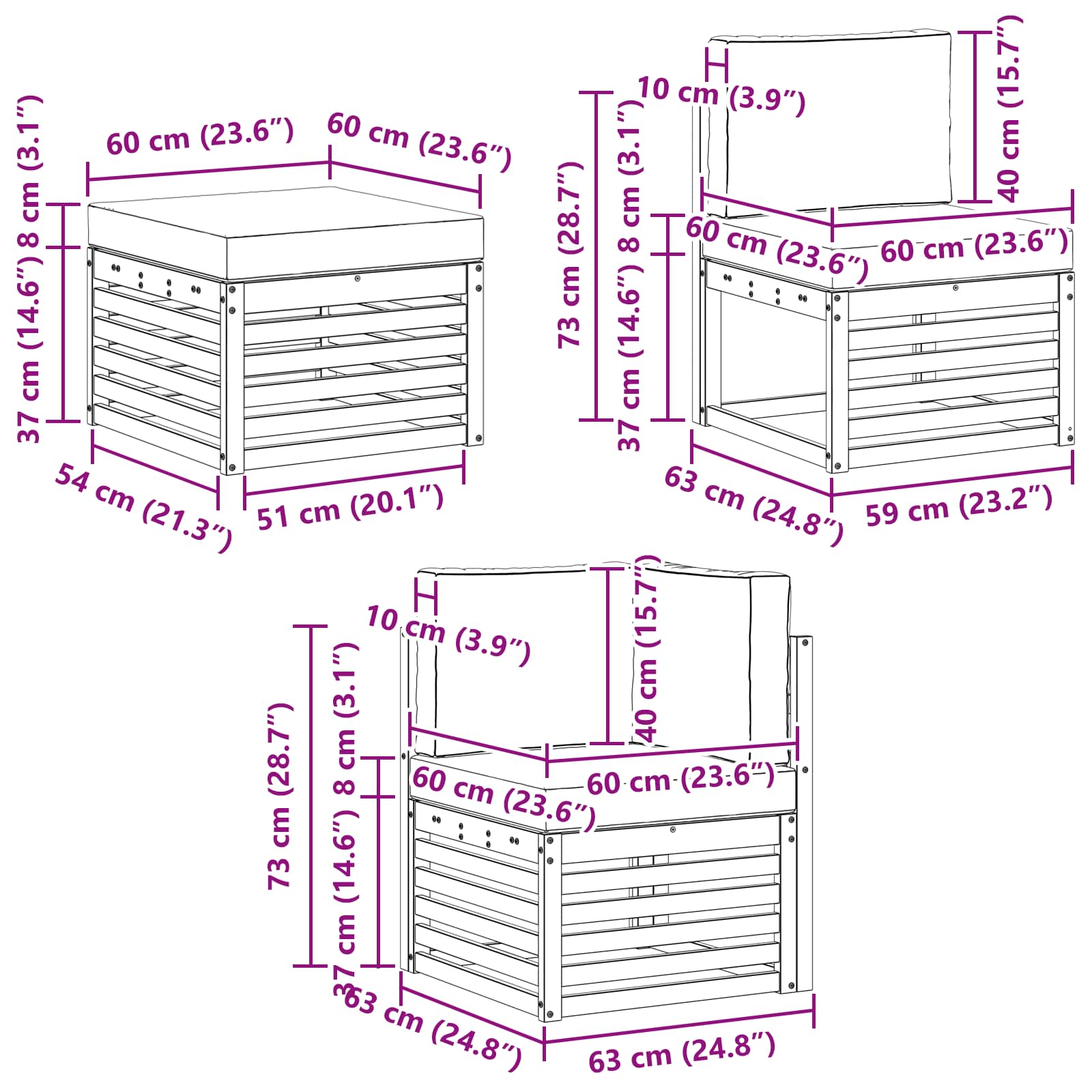 Set vanjskih sofa 8 pcs Prirodna i krem Čvrsto drvo akacije