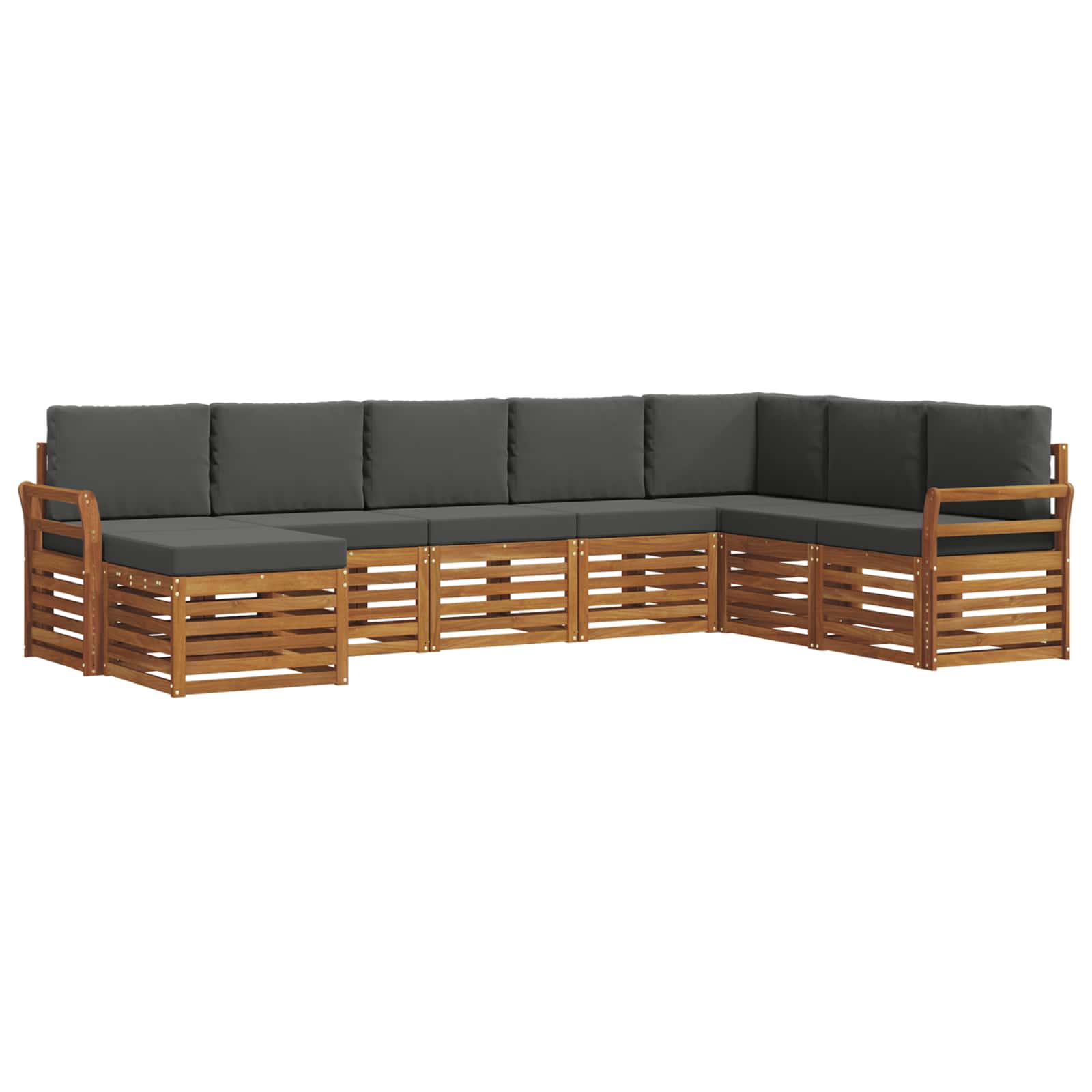 Set vanjskih sofa 8 pcs Prirodna i antracit Čvrsto drvo akacije