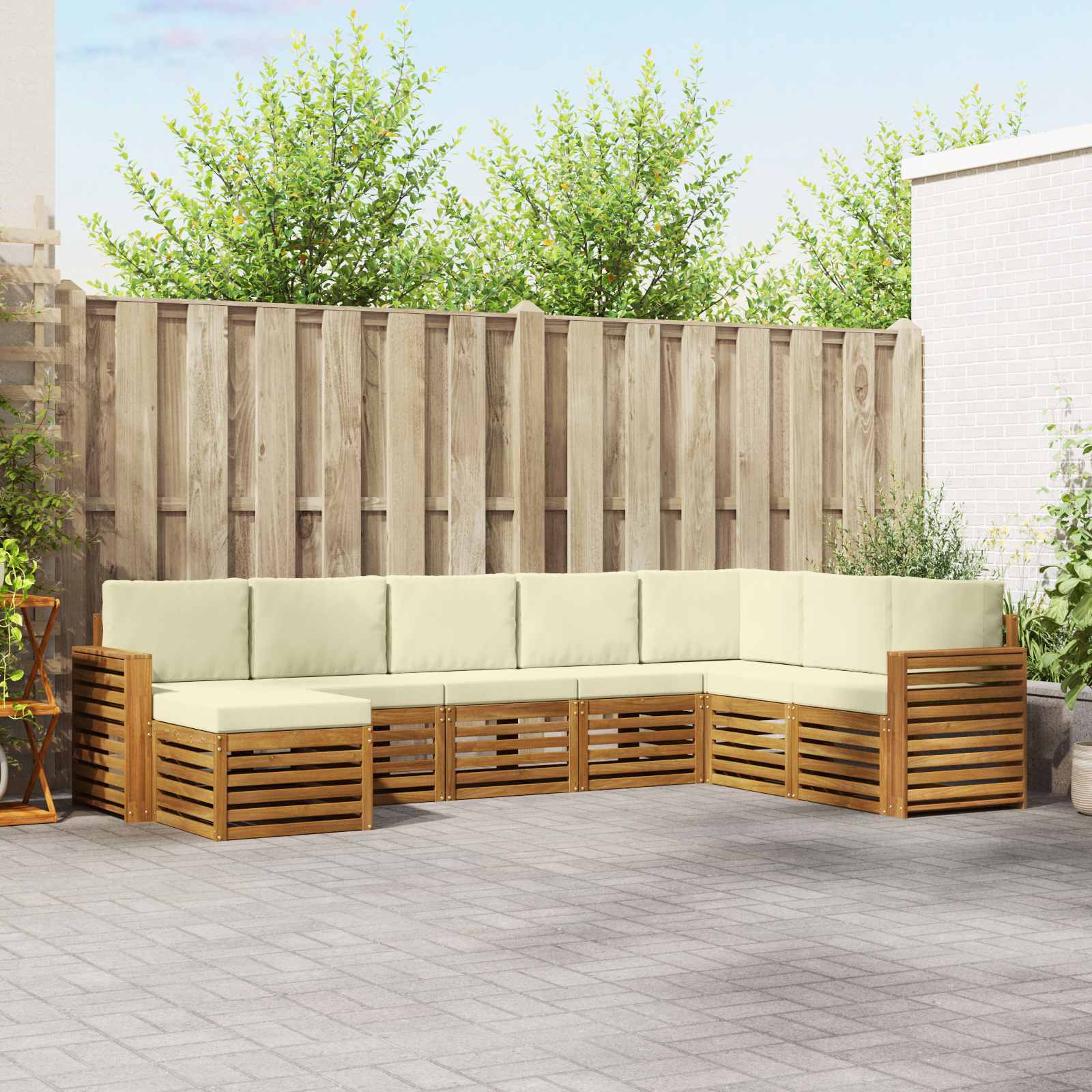 Set vanjskih sofa 8 pcs Prirodna i krem Čvrsto drvo akacije