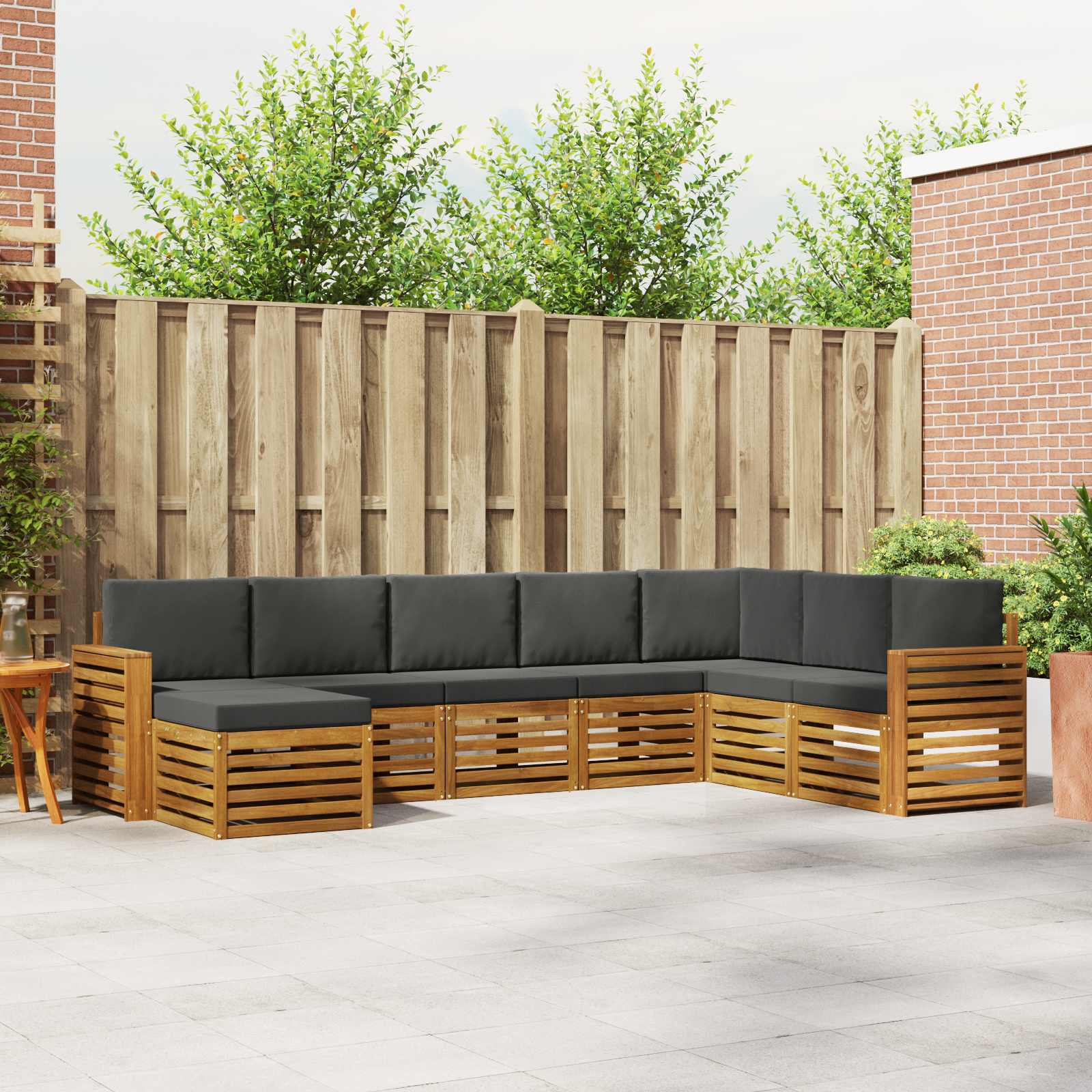 Set vanjskih sofa 8 pcs Prirodna i antracit Čvrsto drvo akacije