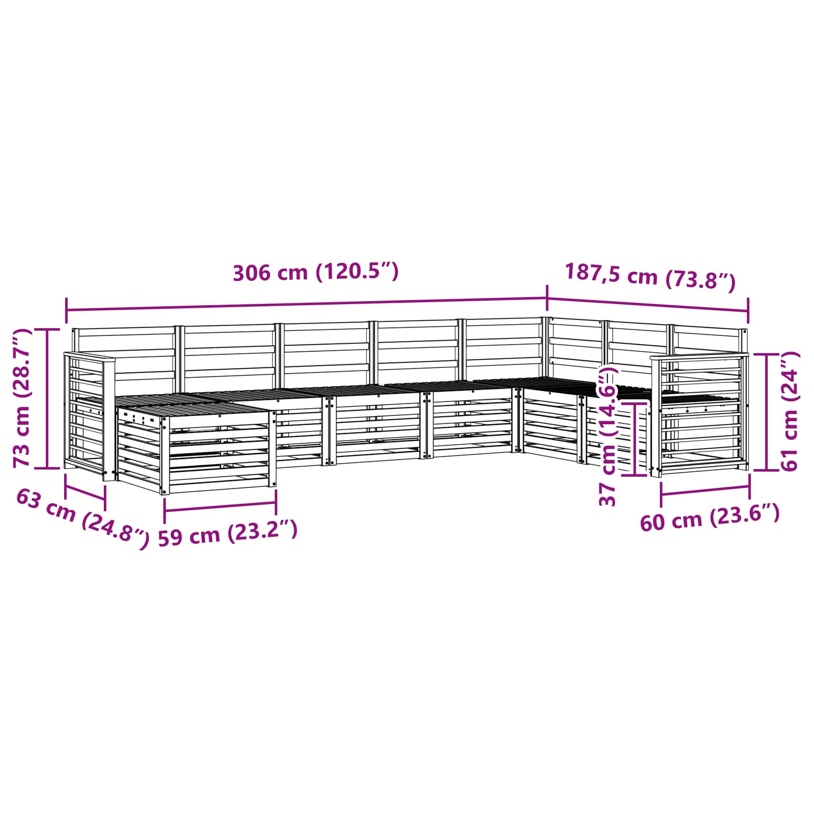 Setovi sofa 8 pcs Prirodna Čvrsto drvo akacije