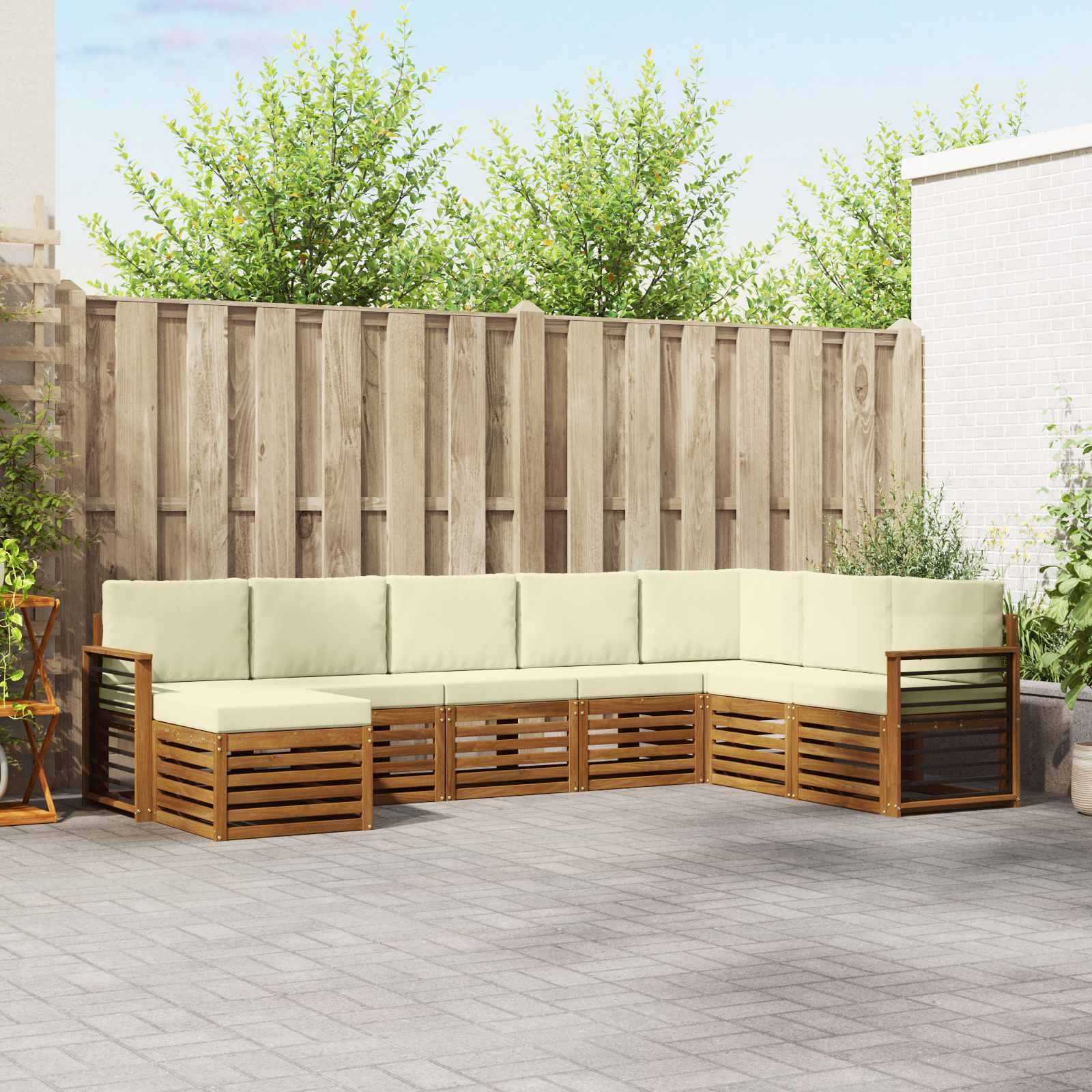 Set vanjskih sofa 8 pcs Prirodna i krem Čvrsto drvo akacije