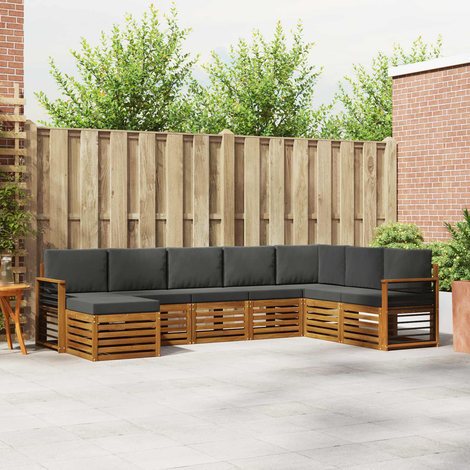 Set vanjskih sofa 8 pcs Prirodna i antracit Čvrsto drvo akacije