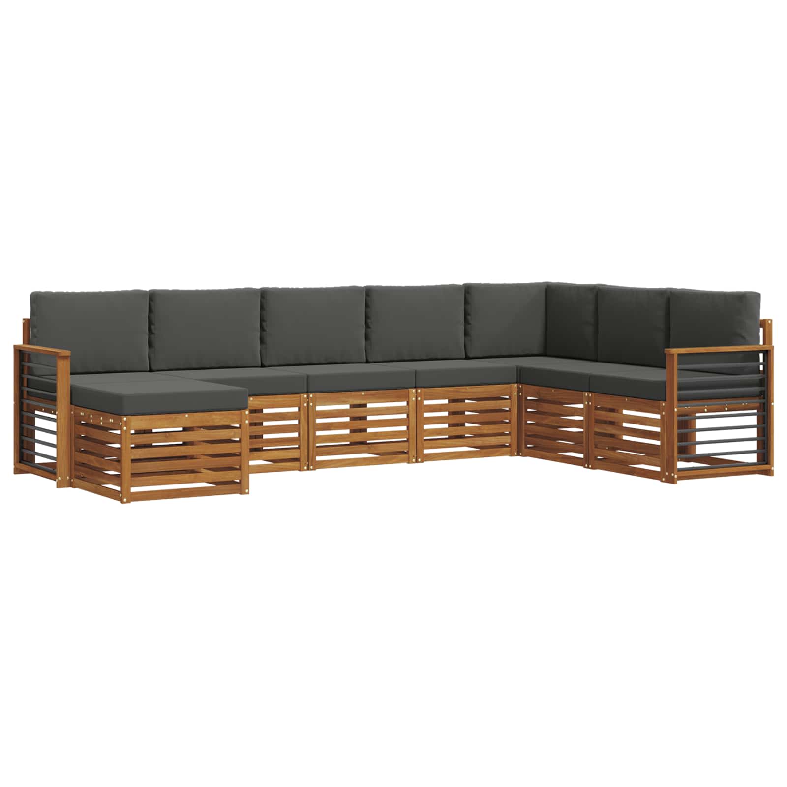 Set vanjskih sofa 8 pcs Prirodna i antracit Čvrsto drvo akacije