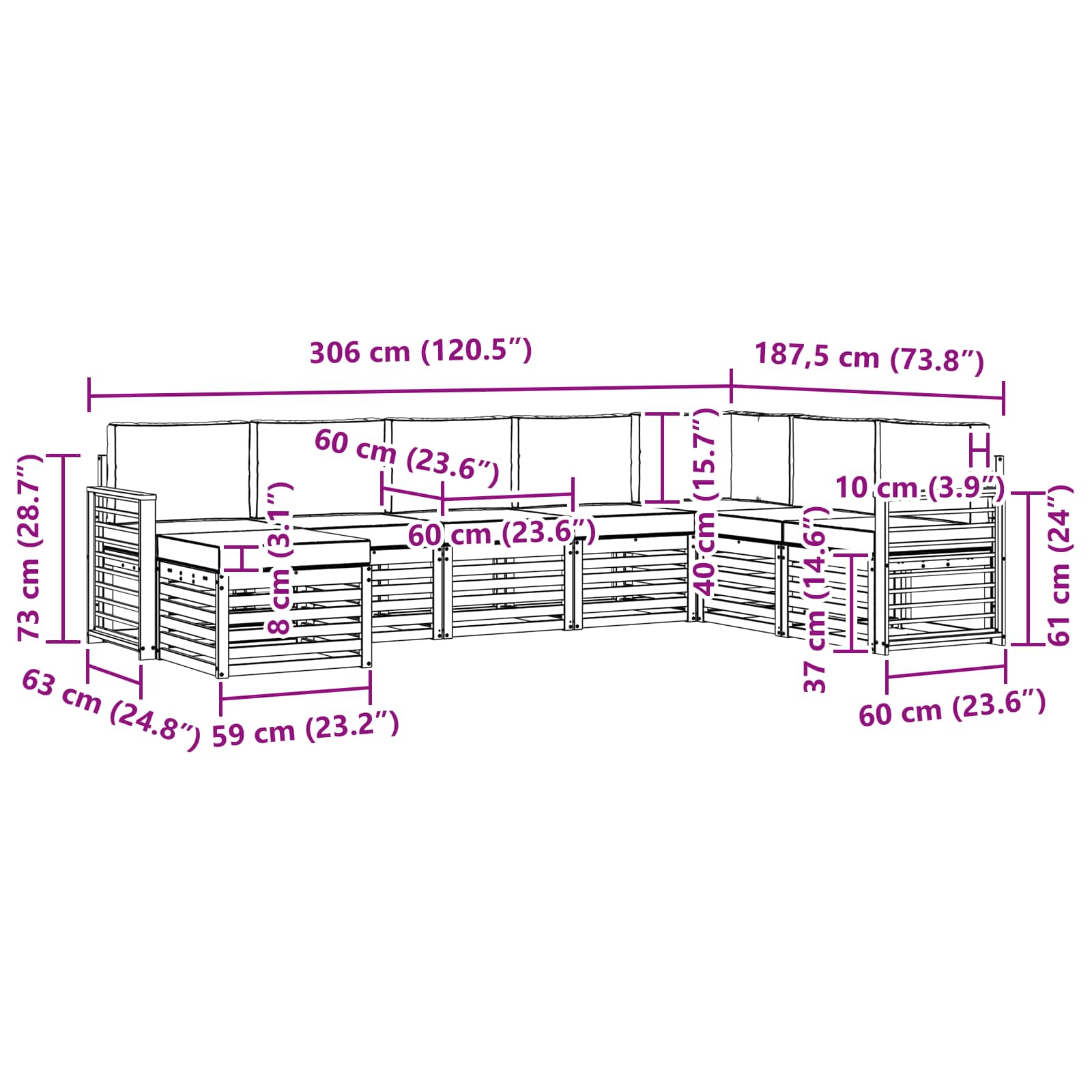 Set vanjskih sofa 8 pcs Prirodna i antracit Čvrsto drvo akacije