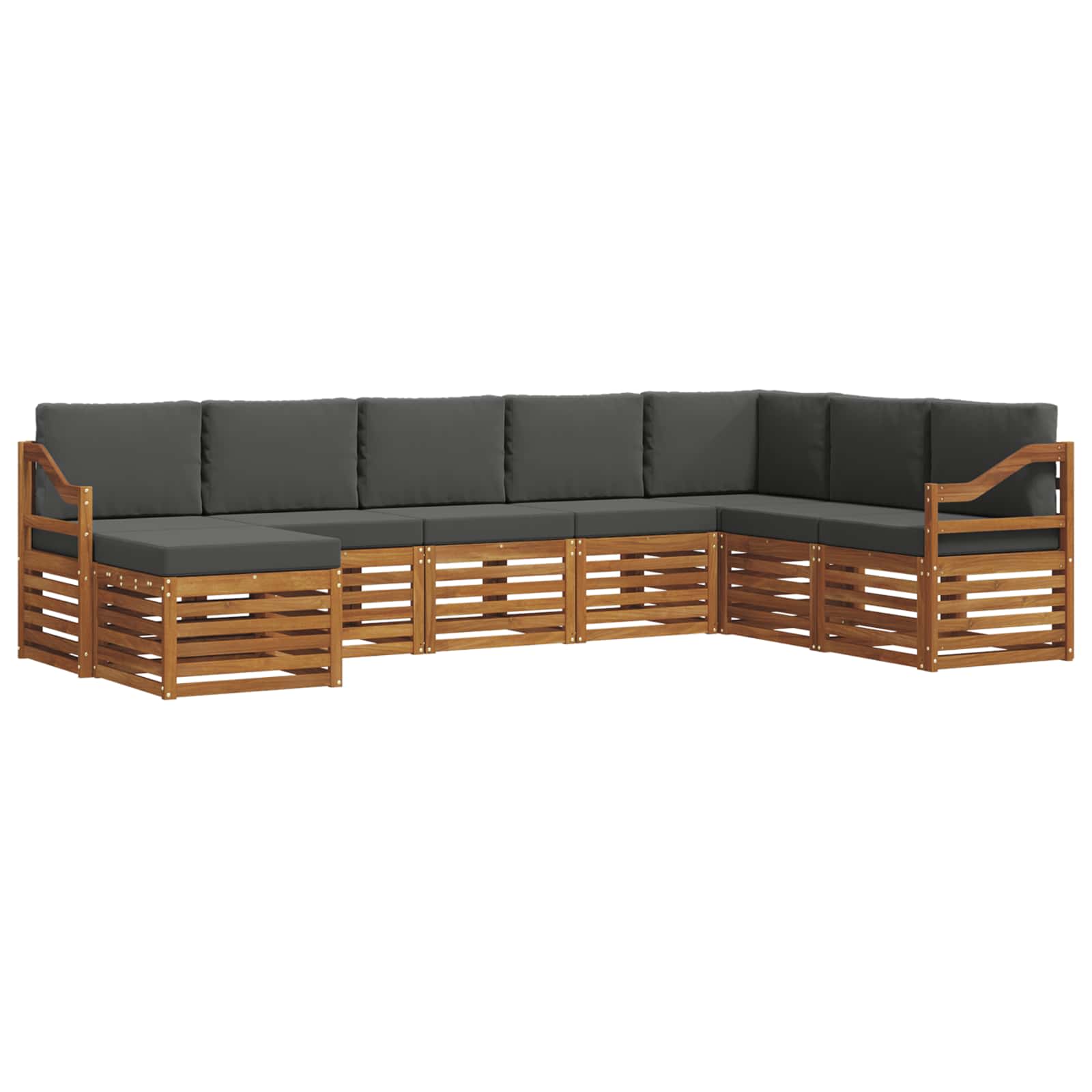 Set vanjskih sofa 8 pcs Prirodna i antracit Čvrsto drvo akacije