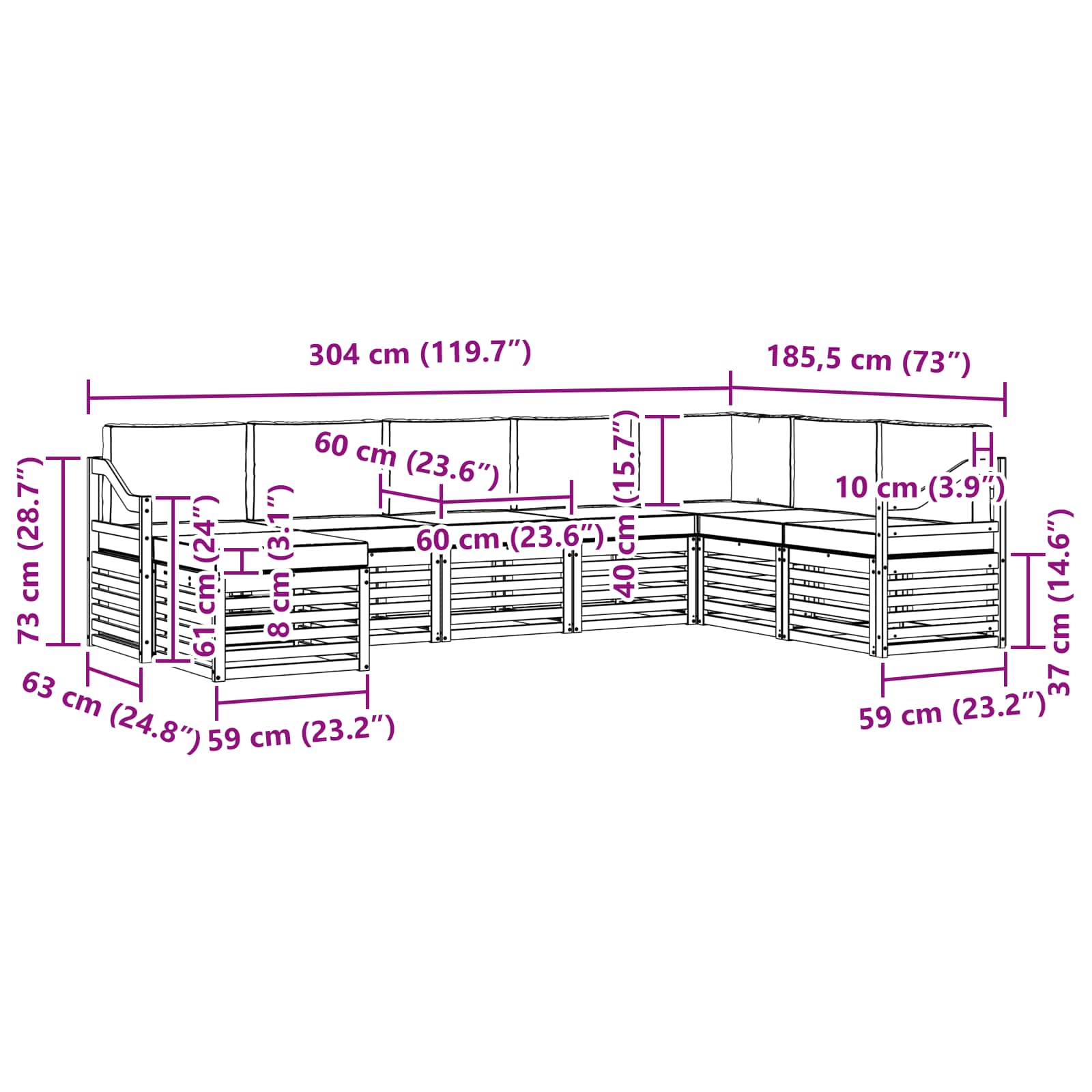 Set vanjskih sofa 8 pcs Prirodna i antracit Čvrsto drvo akacije
