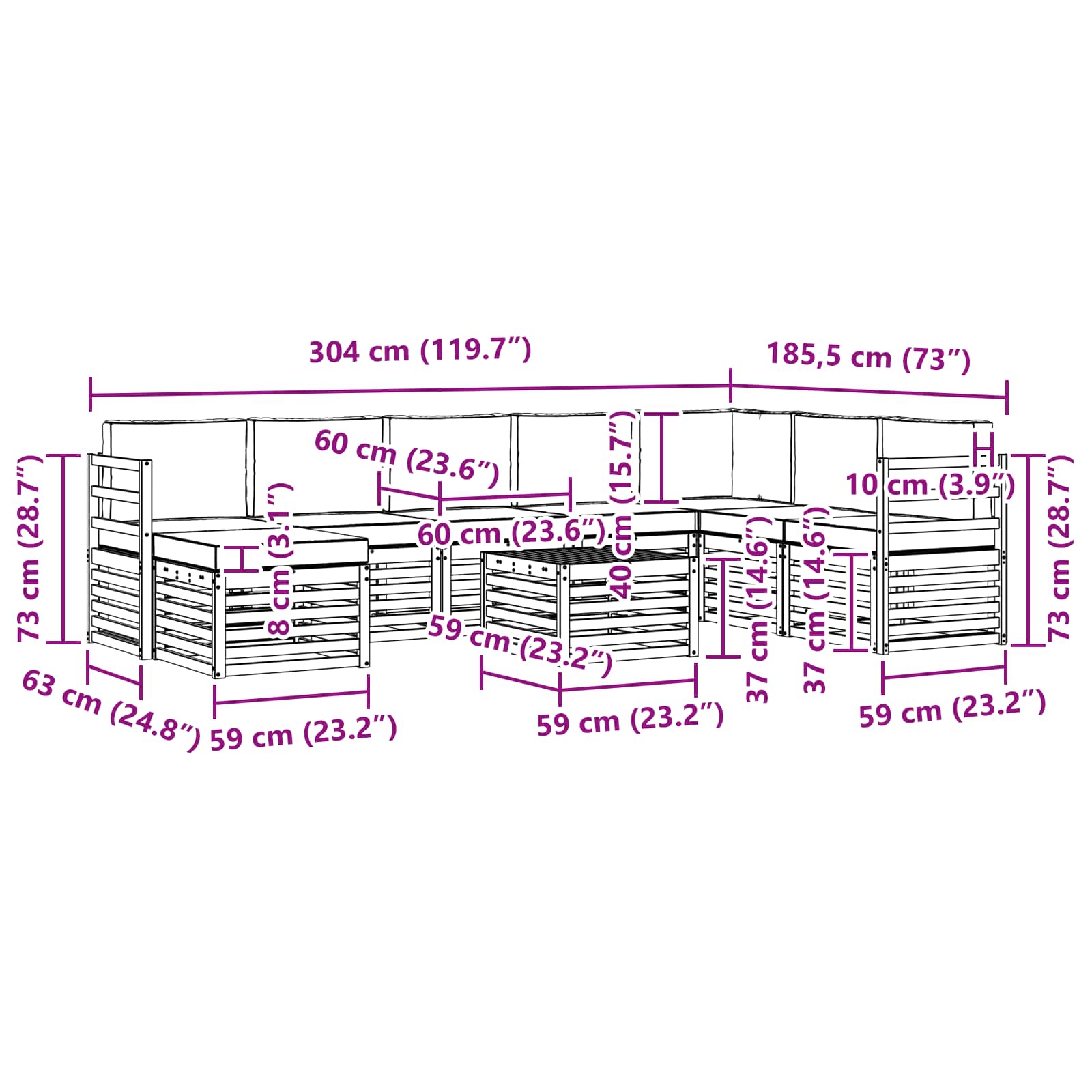 Set vanjskih sofa 9 pcs Prirodna i antracit Čvrsto drvo akacije